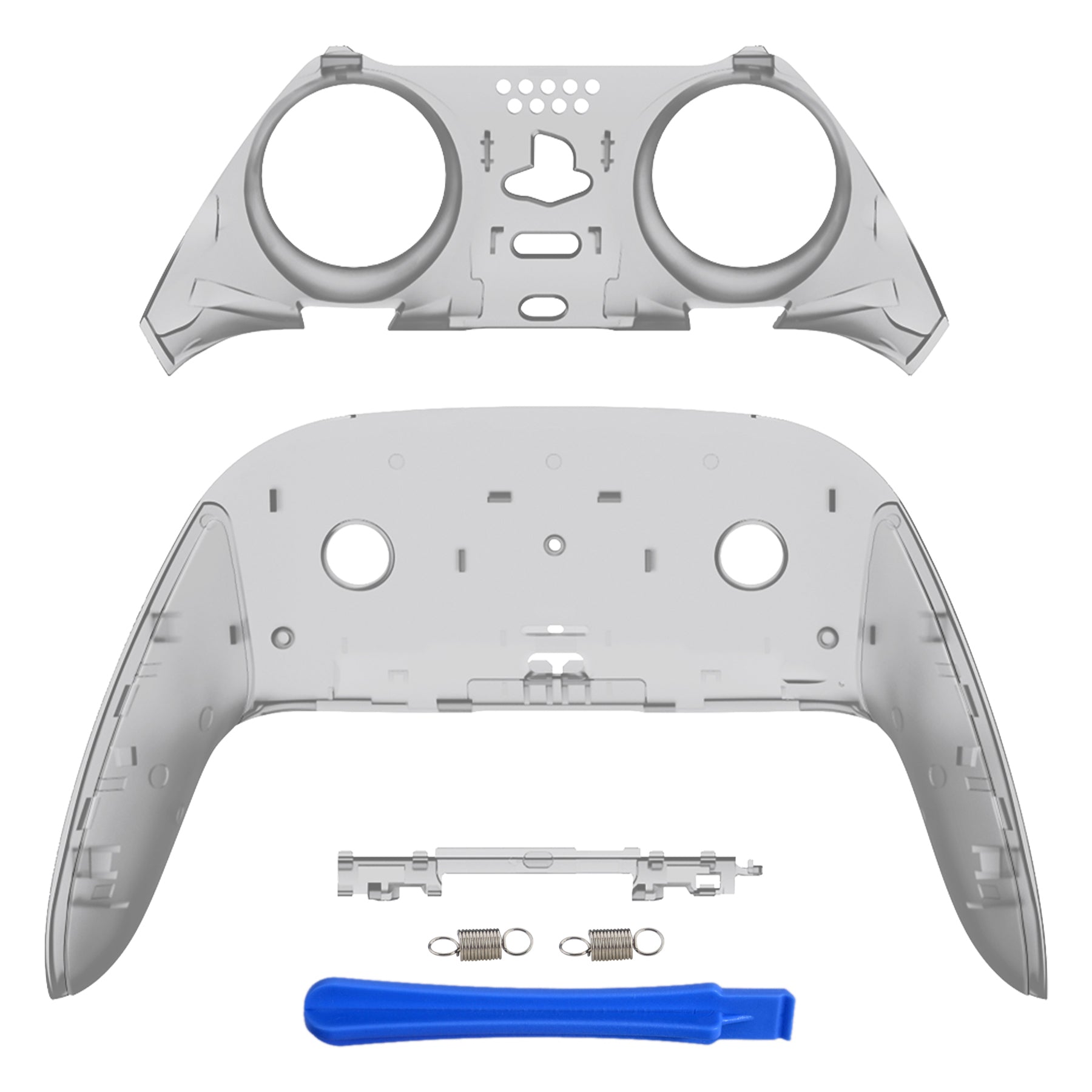 eXtremeRate Clear Black Replacement Shell for PS5 Edge Controller - DIY Front & Back Cover Plates, Custom Trim Clip Case - Perfect for Gaming, Customization & Controller Protection
