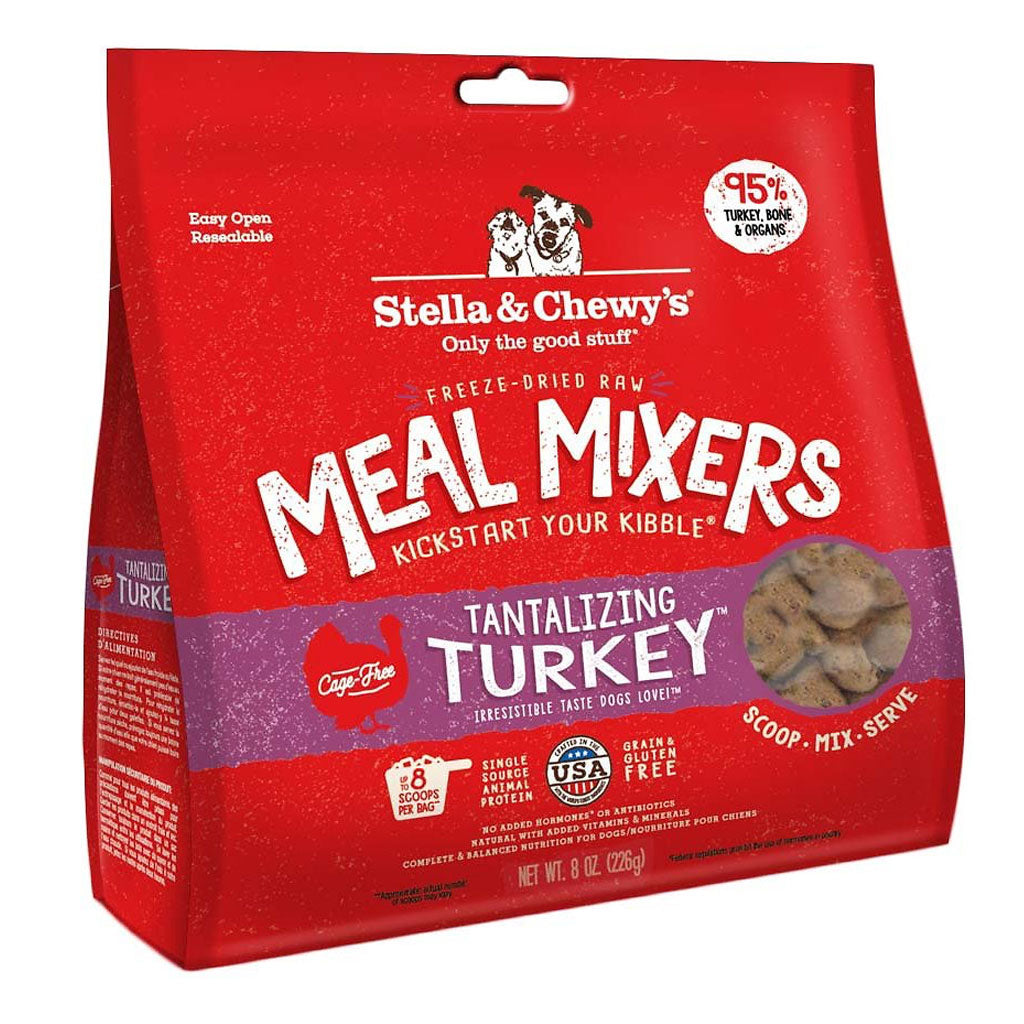 Stella & Chewy's Freeze-Dried Raw Dog Food Topper - Tantalizing Turkey Recipe | Grain-Free, Protein-Rich Meal Mixer for Dogs | Perfect for Kibble Topping or Training Treats