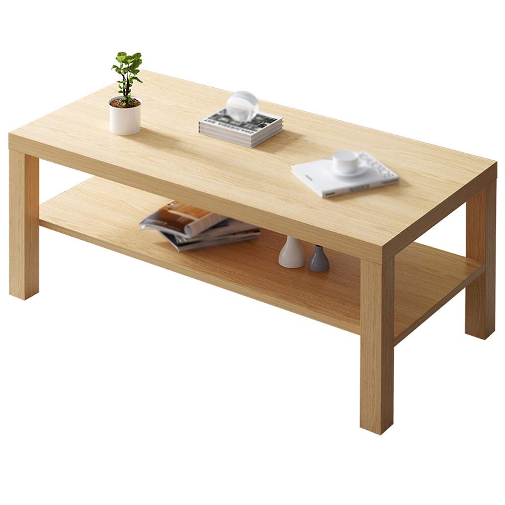 2-Tier Side Coffee Table - Rectangle Tea Table for Living Room, Balcony & Small Apartments - 90x45x45cm by CHENGYI (Color A) - Perfect for Sofa Side, Reading Nook & Compact Spaces