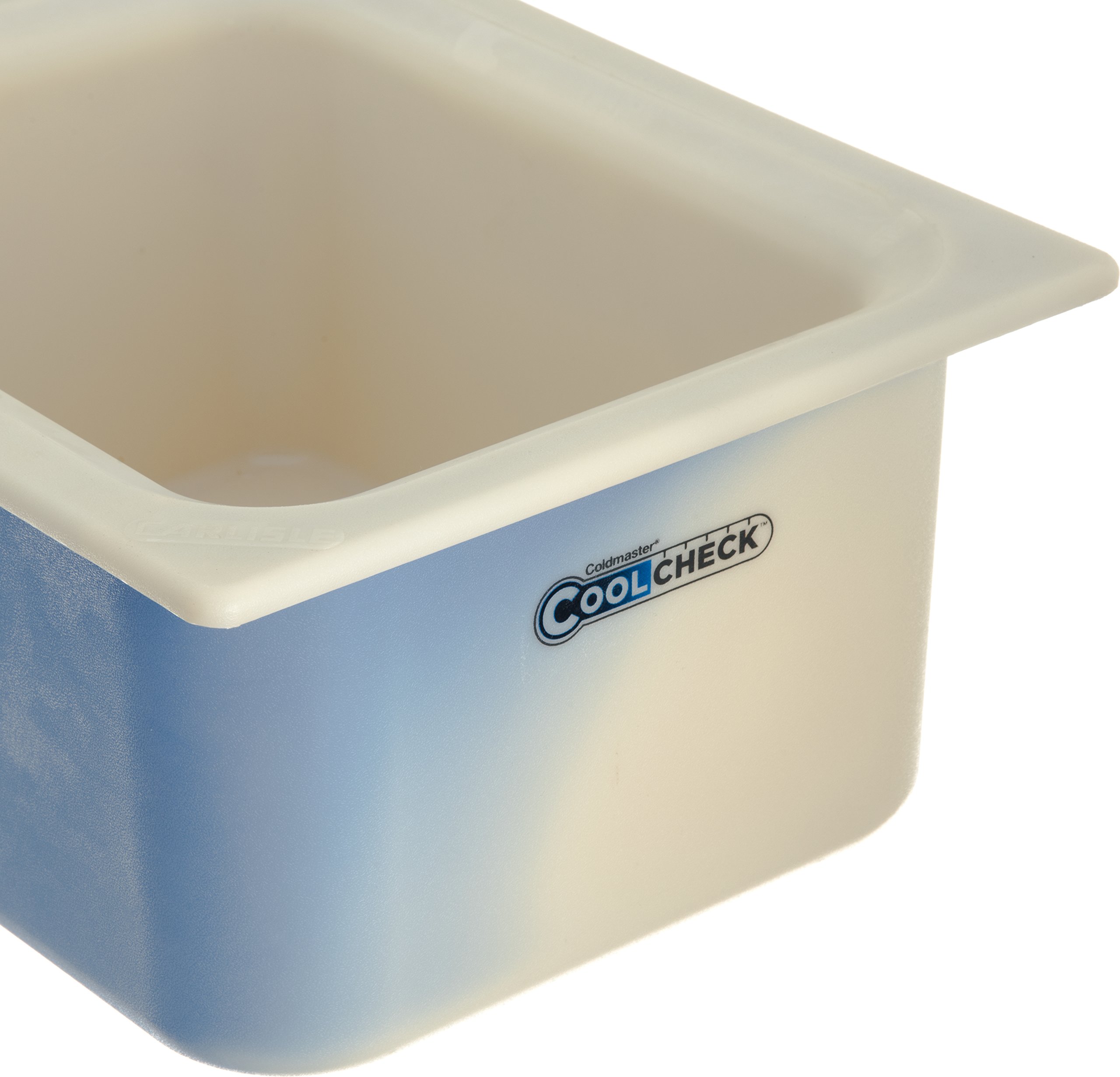 Carlisle FoodService Coldmaster Coolcheck 6-Quart Plastic Food Pans - White & Blue Commercial-Grade Cold Food Containers for Catering, Restaurants & Kitchen Use | Perfect for Buffet Serving, Salad Storage & Food Prep