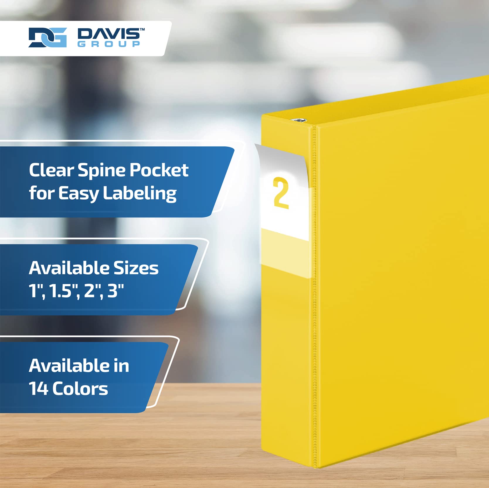 Premium 2-Inch 3-Ring Binders - D Ring Notebooks for School, Office & Home - 6-Pack Colored Binders (Yellow) - Ideal for Organizing Documents, Notes & Presentations