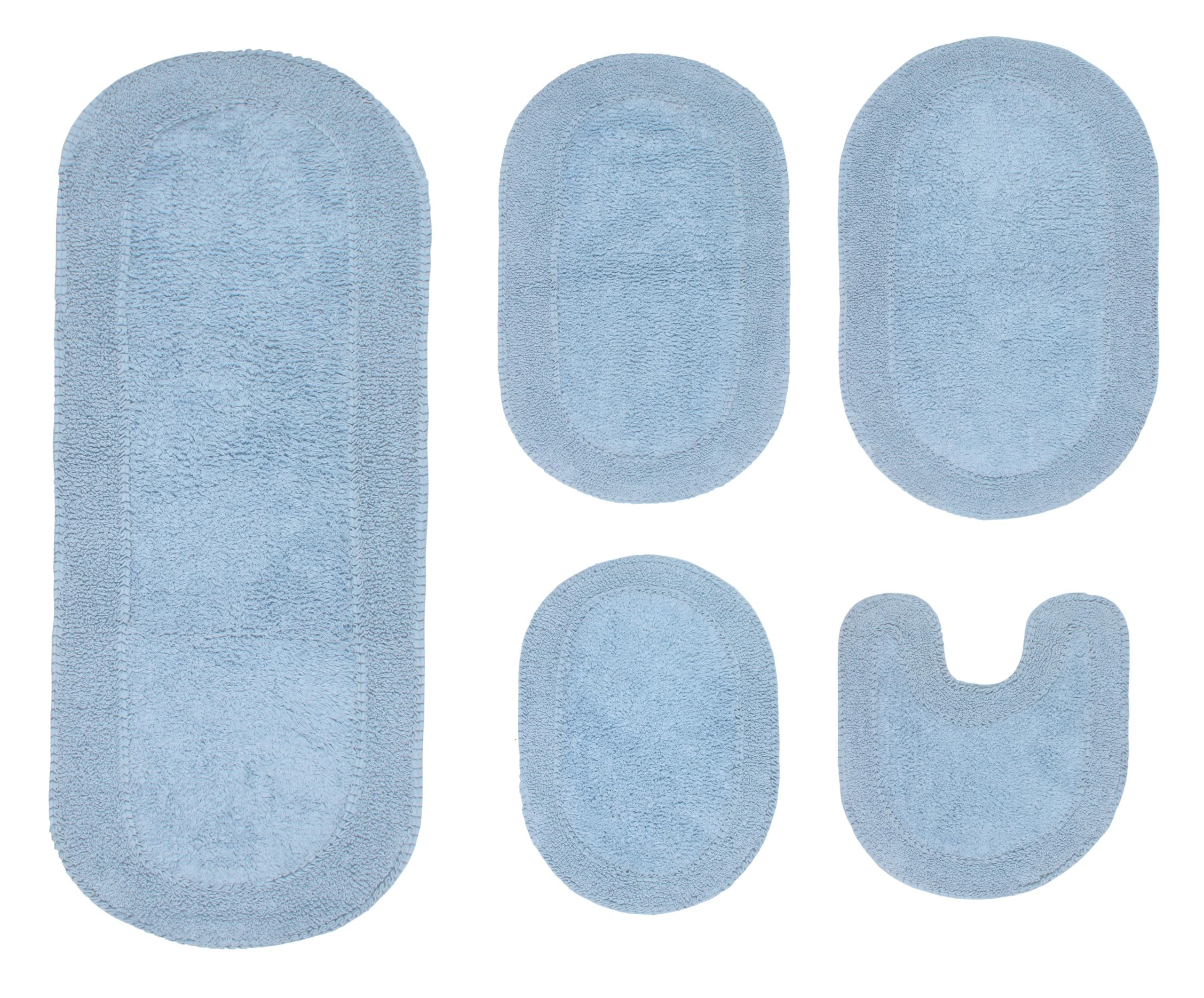 Home Weavers Double Ruffle 100% Cotton Bathroom Rugs Set - Ultra Soft, Absorbent & Washable Non-Slip Bath Mat for Bathroom & Kitchen - 17