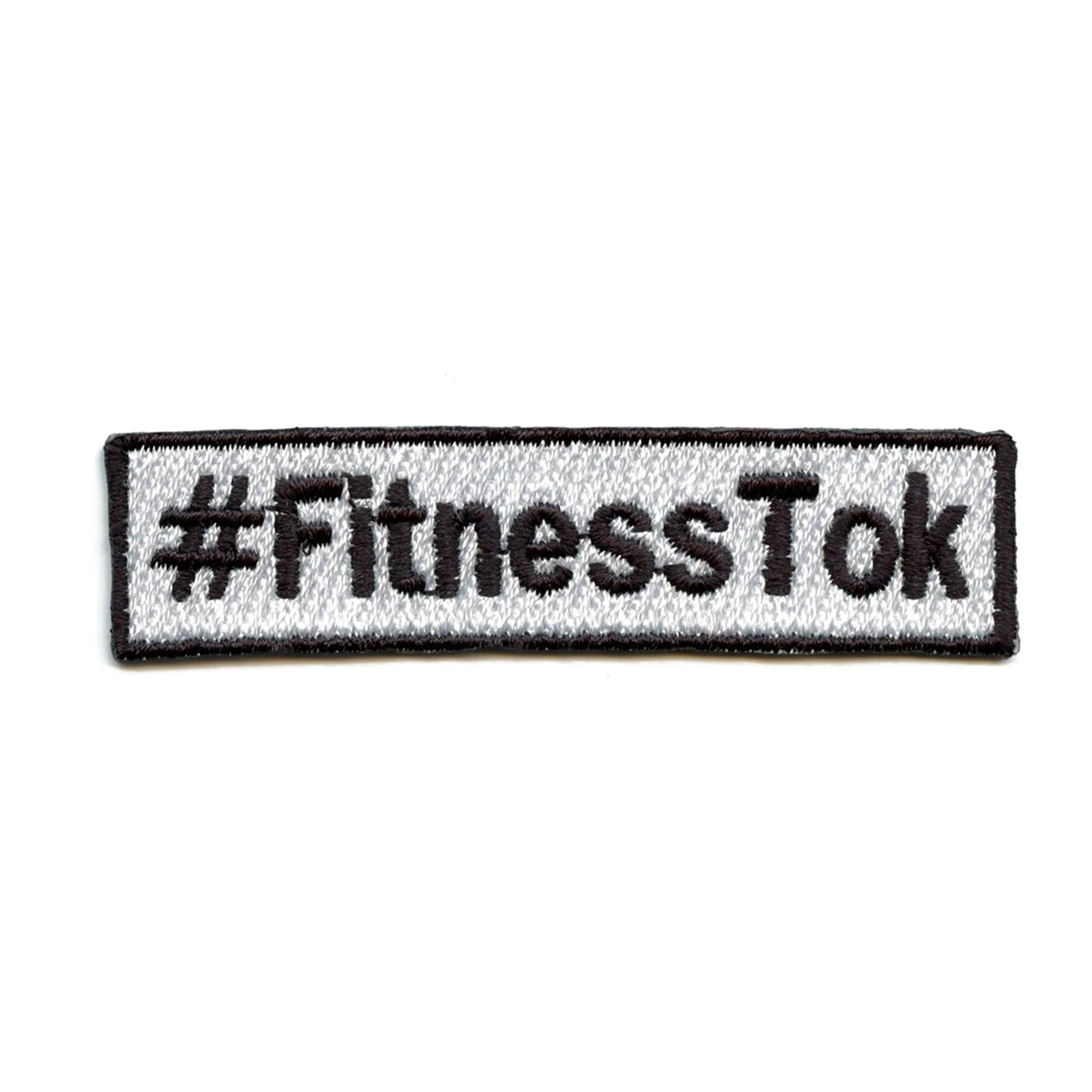 FitnessTok Patch - Trendy Embroidered Iron-On Patch for Workout Clothes & Gym Bags | Perfect for Fitness Enthusiasts & Social Media Lovers