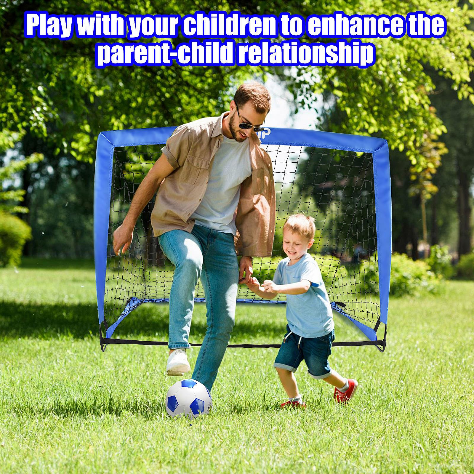 Portable Kids Soccer Goals Set of 2 - 6x4 ft & 4x3 ft Pop Up Soccer Nets for Backyard Training | Youth & Toddler Outdoor Sports Equipment | Perfect for Backyard Practice, Team Drills, and Family Games