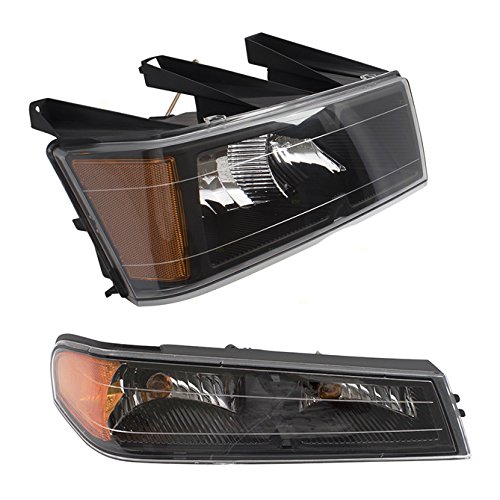 Brock Replacement 4-Piece Headlight and Parking Signal Light Set with Black Bezels for 2004-2012 Chevy Colorado & GMC Canyon Pickup Trucks - Upgrade Your Truck's Style & Night Visibility for Off-Roading and Daily Commuting