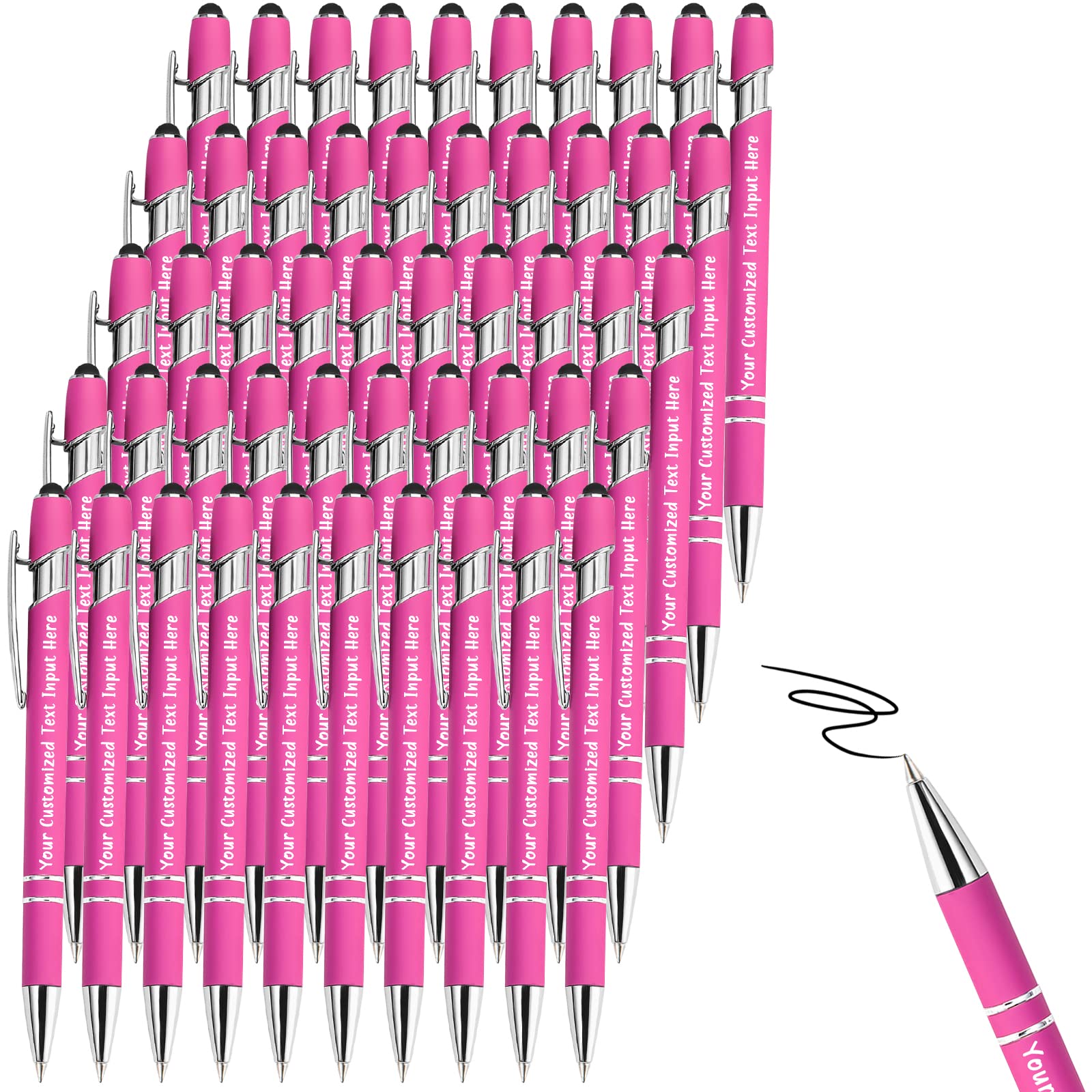 200 Pcs Custom Engraved Ballpoint Pens - Personalized Name & Logo - Soft Black Ink - Touch Stylus - Bulk Office Gifts for Anniversaries, Graduations, Birthdays - Perfect for Corporate Events, School Promotions & Business Giveaways