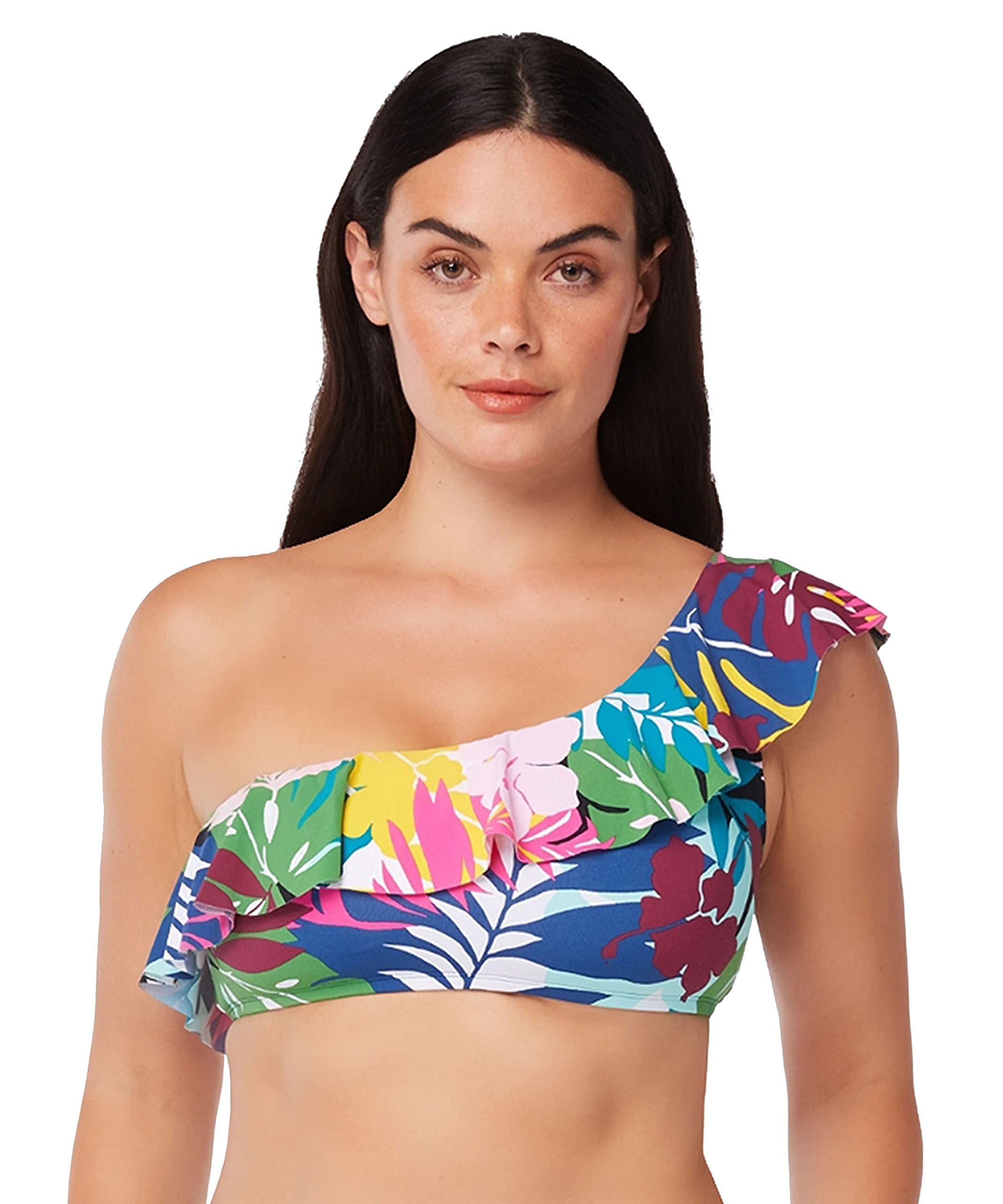 Bleu Rod Beattie Ruffle Crop Top with Removable Cups - Size 6 | Women's Fashion Blouse for Summer, Party & Date Night Outfits