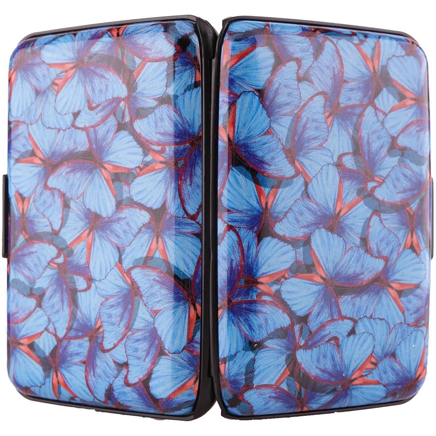 RFID Blocking Credit Card Holder - Slim Aluminum Metal Wallet for Men & Women | Business Card Case with Blue Butterfly Design | Perfect for Travel, Work & Everyday Use