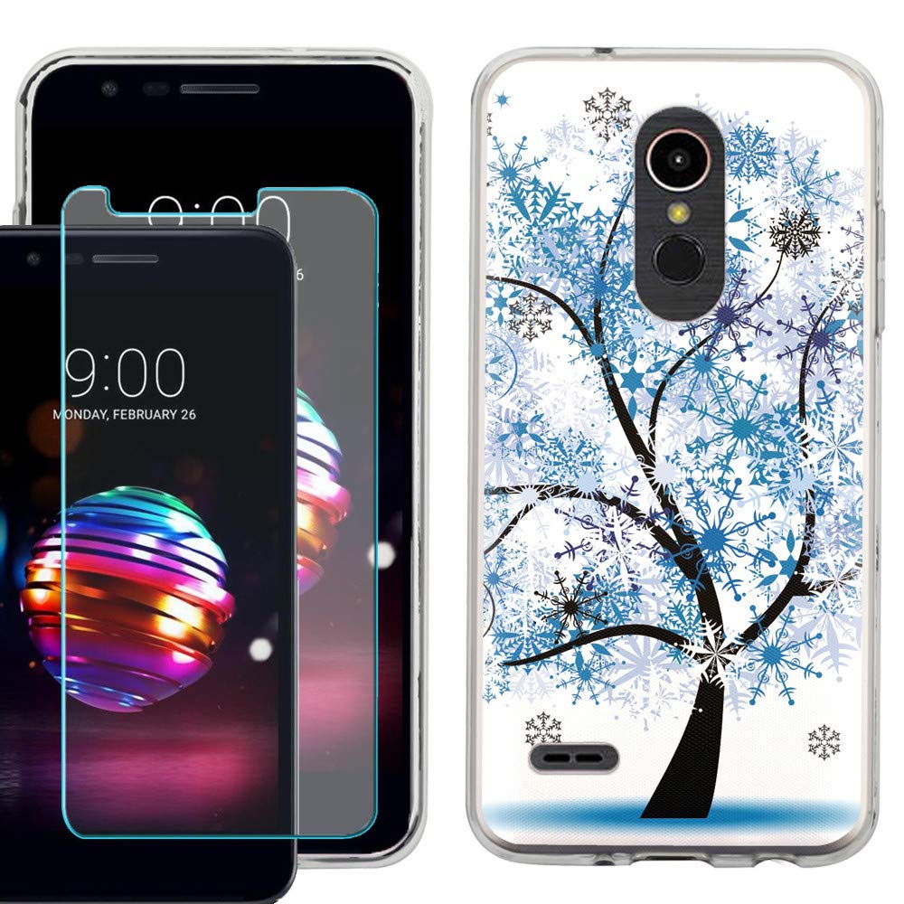 LG Phoenix Plus/Harmony 2 Phone Case with Screen Protector - Snowflakes Design for Daily Protection