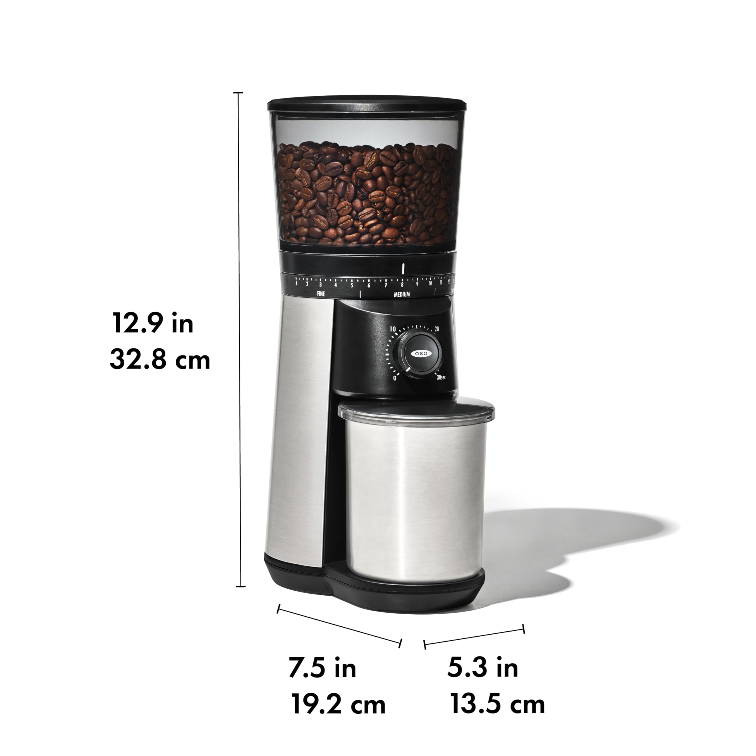 OXO Brew Conical Burr Coffee Grinder - Adjustable Precision Grinder for Espresso, Drip & French Press - Quiet Operation with 15 Settings - Perfect for Home Baristas & Coffee Enthusiasts