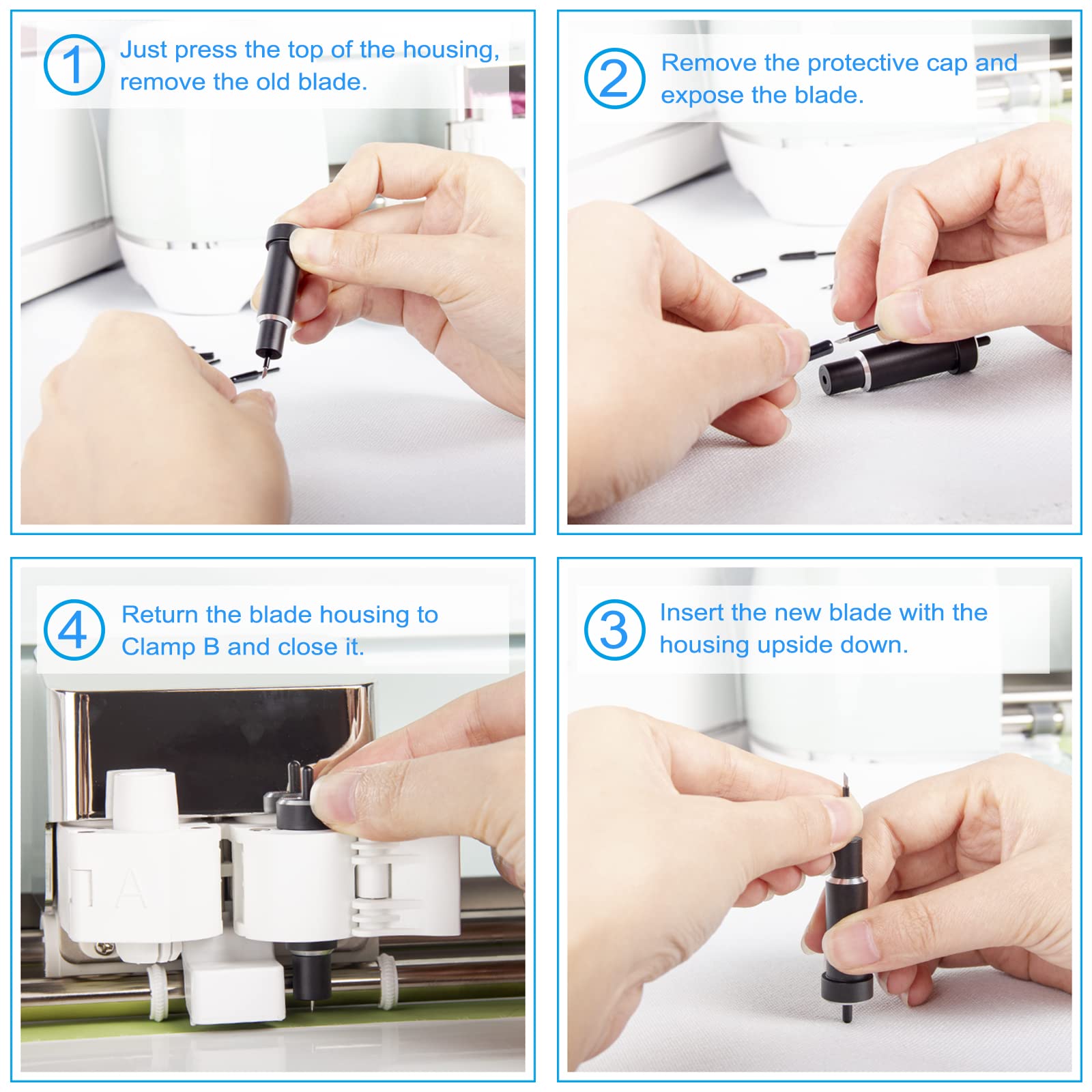 3 Pcs Deep Cut Blades for Cricut Maker 3/Maker/Explore 3/Air 2/Air/One - 60° Replacement Blades for Thick Materials - Compatible with Black Deep Point Housing - Perfect for Vinyl, Leather, Cardstock & Craft Projects