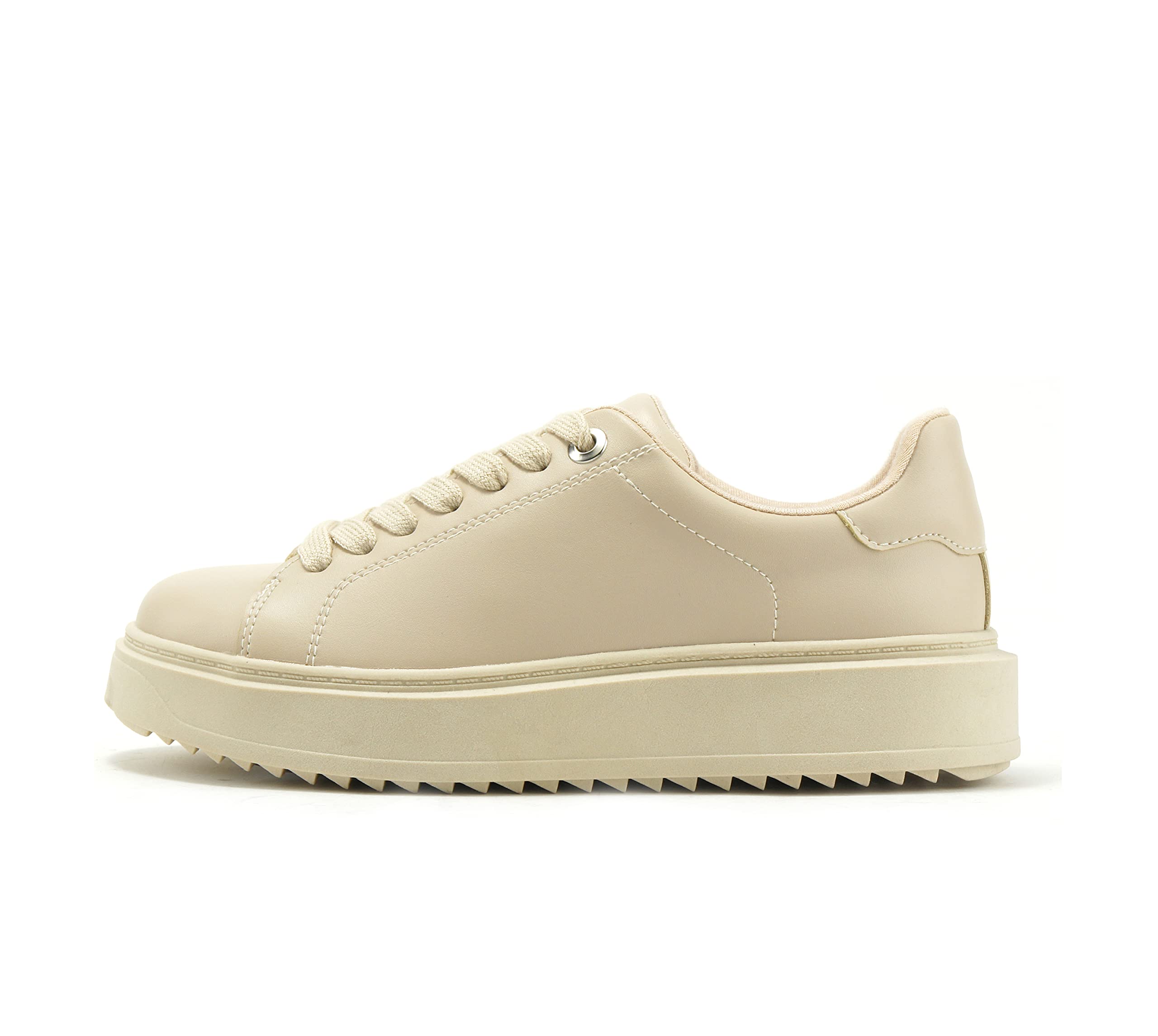 Women's Fashion Lace-Up Low Top Sneakers - Comfortable Padded Cushion Sole Sock Shoes for Casual Wear, Walking & Everyday Outfits