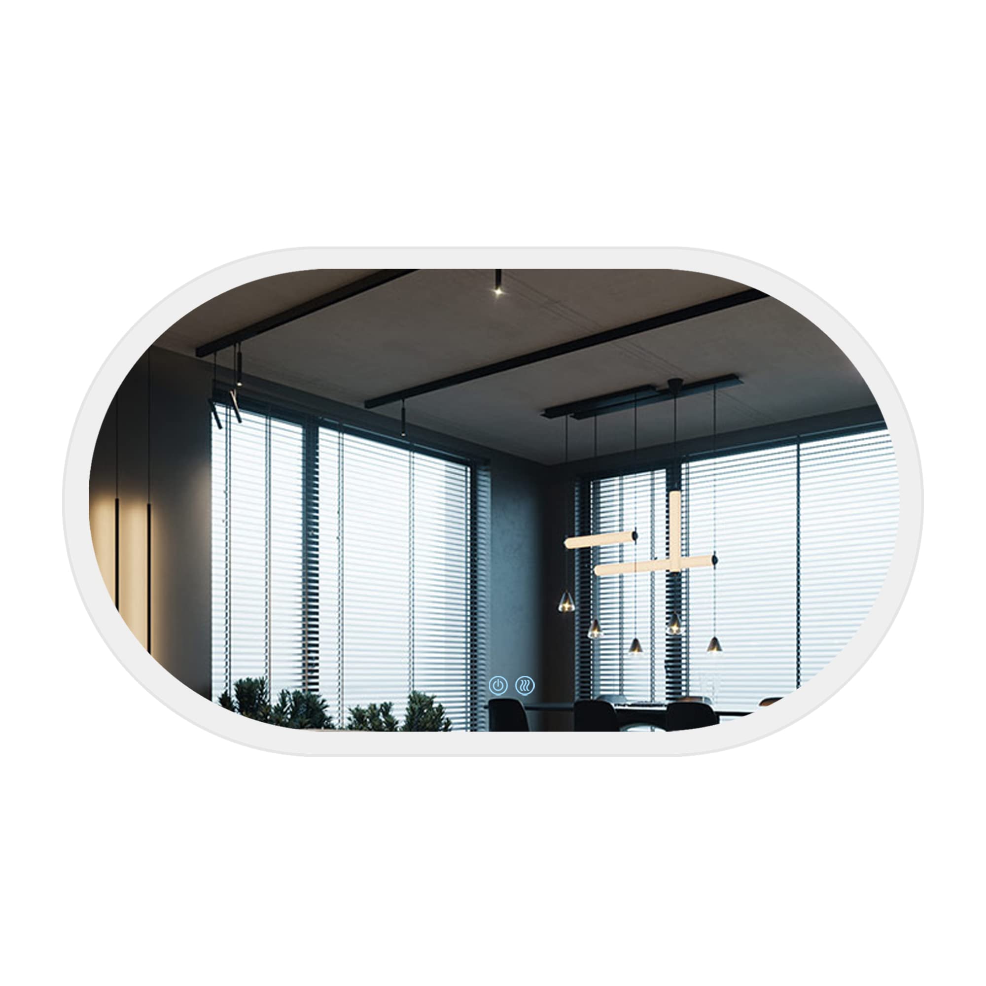 24x40 Inch LED Bathroom Mirror with Anti-Fog & Dimmable Touch Control - Frameless Oval Smart Vanity Mirror for Vertical Hanging - Perfect for Makeup, Shaving & Bathroom Decor