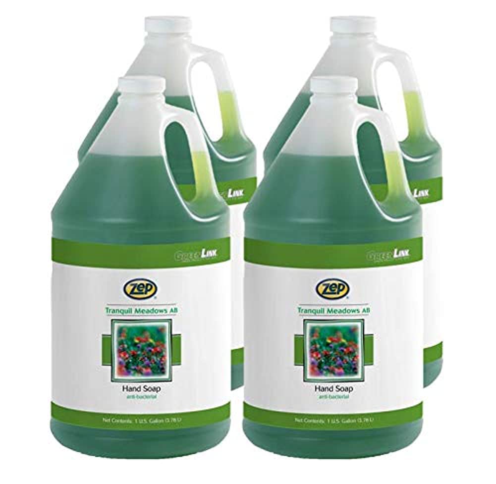 Zep Tranquil Meadows Foaming Antibacterial Hand Soap Refill - 1 Gallon (4 Pack) for Automatic Soap Dispensers - Fresh Scent for Home, Office & Commercial Use