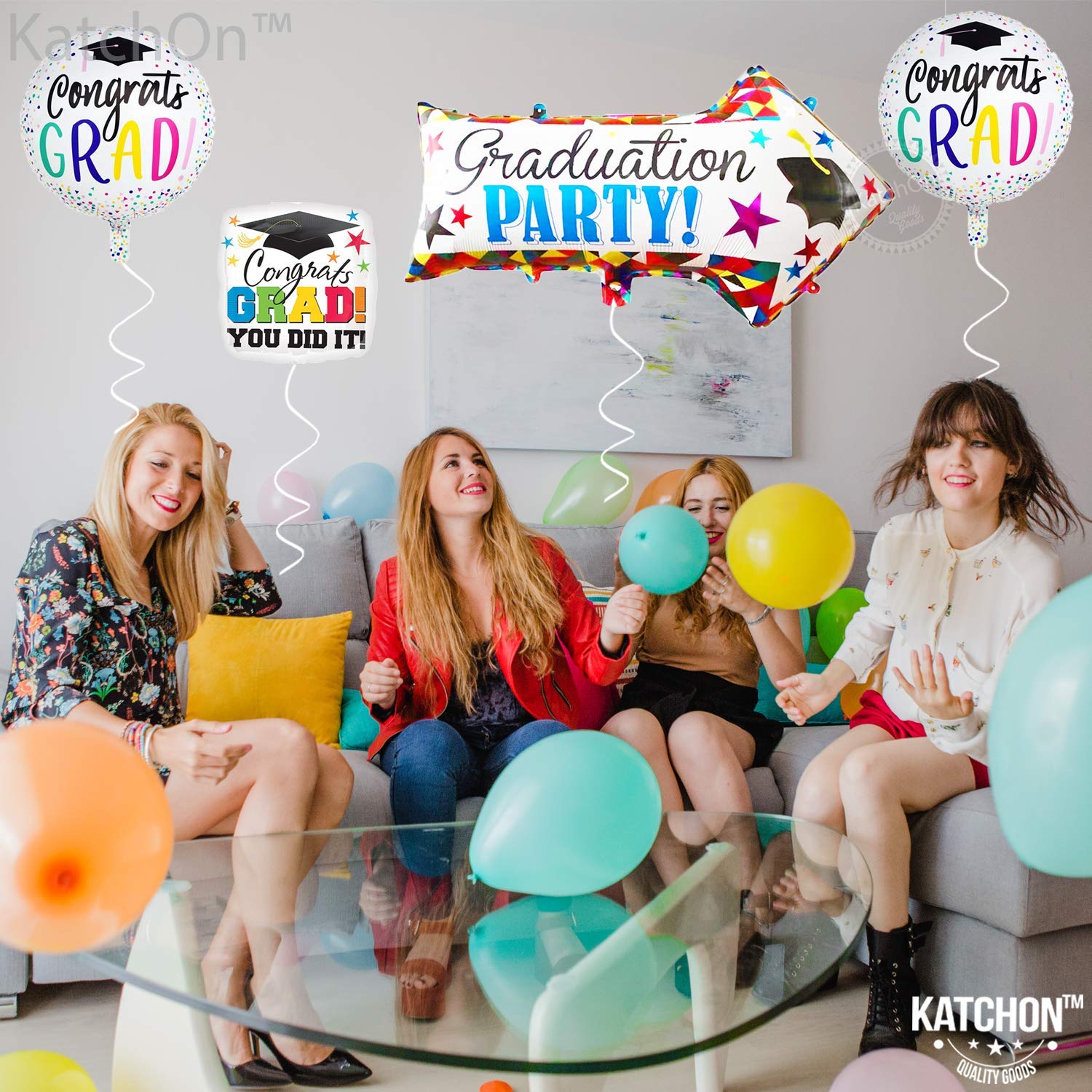 KatchOn 20 Inch Kindergarten Graduation Balloons - Pack of 4 | Class of 2024 Graduation Decorations, Congrats Grad Foil Balloons | Perfect for Kindergarten Graduation Parties, School Celebrations & Photo Backdrops