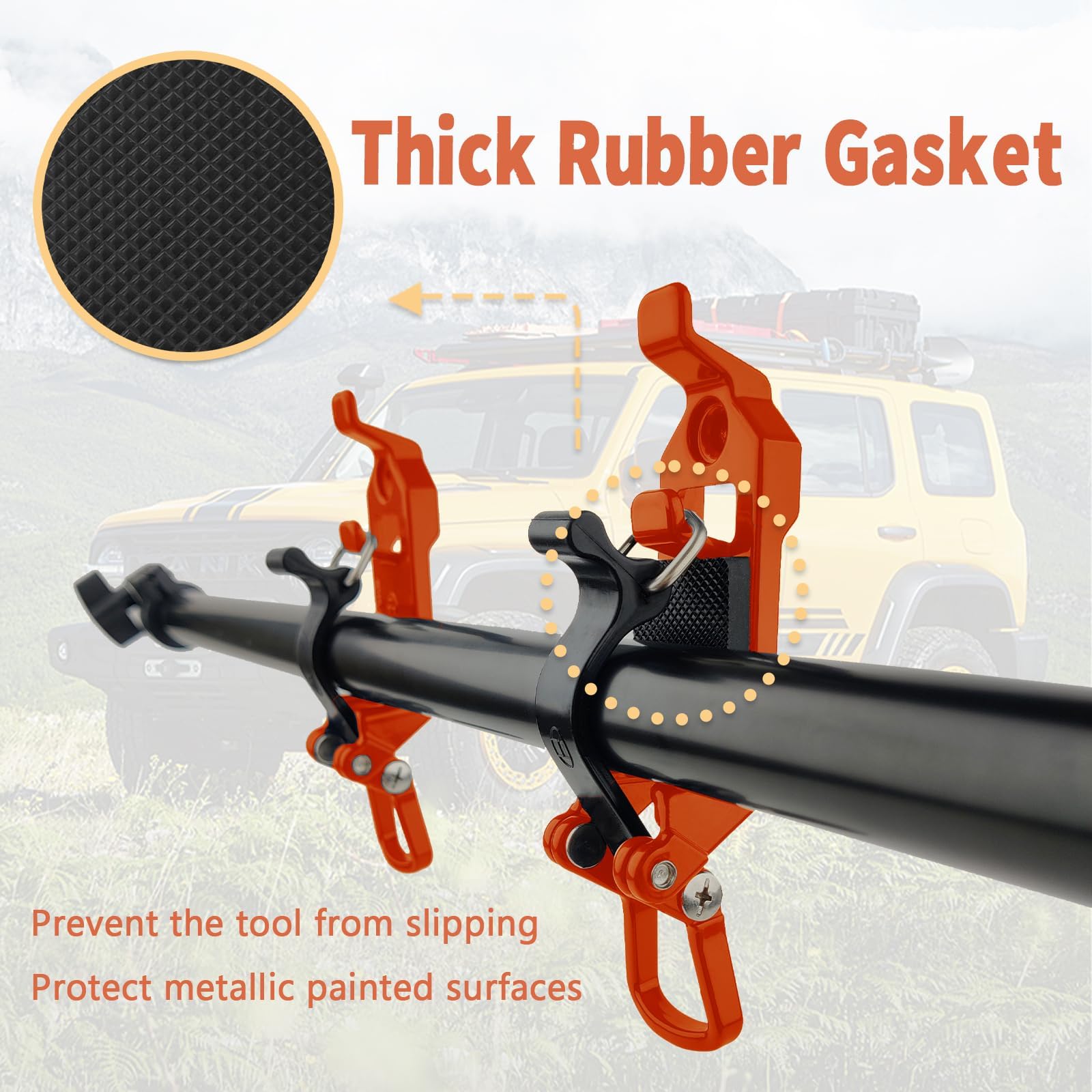 8PCS Shovel Mount for Roof Rack - Heavy Duty Overland Gear & Rotopax Mount Shovel Holder for Trucks - Universal Tool Holder with Rubber Clamp Grip - Fits Wall Mount & Pole Clamp - Perfect for Off-Road Adventures, Camping & Emergency Preparedness
