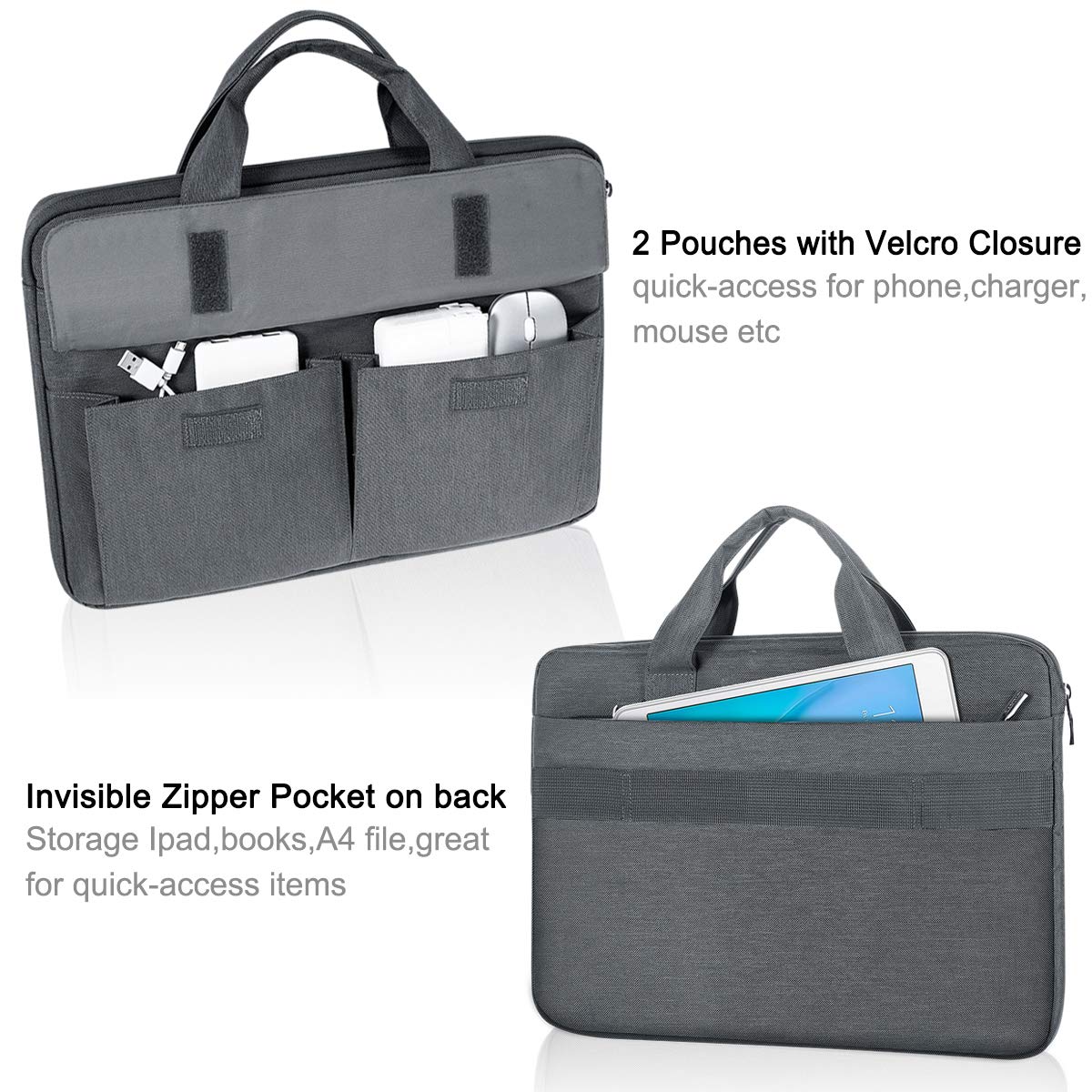 LANDICI Slim Waterproof Laptop Bag 13-14 Inch - Lightweight Carrying Case with Shoulder Strap for MacBook Air 13/13.3 M1 M2, MacBook Pro 13/14, Chromebook 14 - Perfect for Work, School & Travel (Grey)