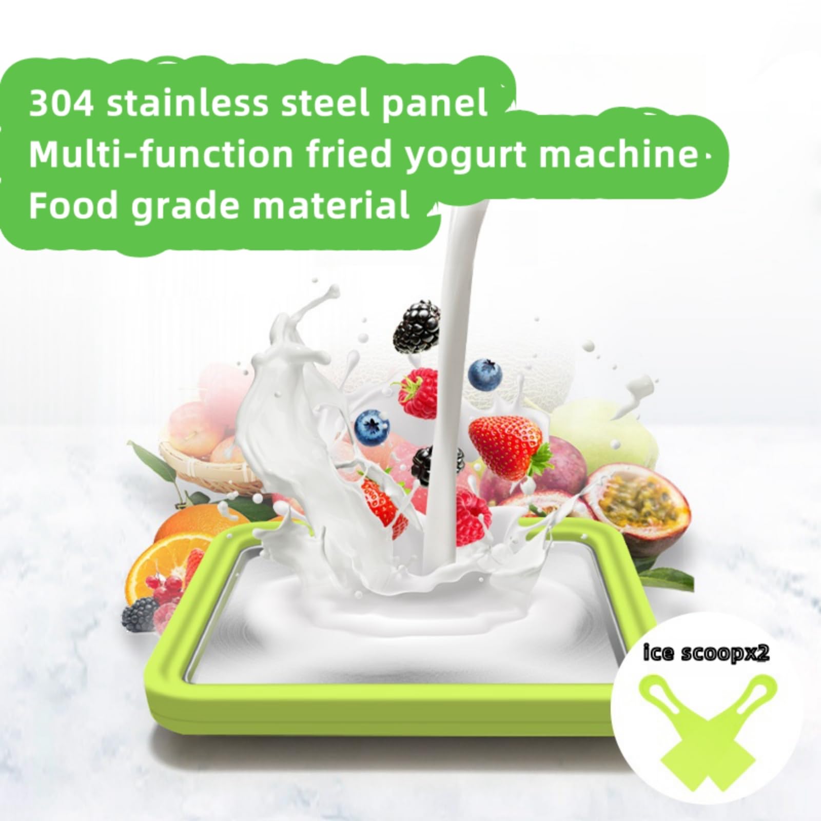 Premium Electric Ice Cream Maker Machine - Fast & Easy Homemade Frozen Yogurt, Gelato & Rolled Ice Cream Maker - Perfect for Family DIY Activities & Summer Desserts (Green)