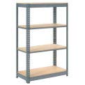 Heavy Duty Boltless Shelving Unit 36x18x60 Inches - 4-Tier Industrial Storage Rack with Wooden Shelves for Garage, Warehouse & Home Organization