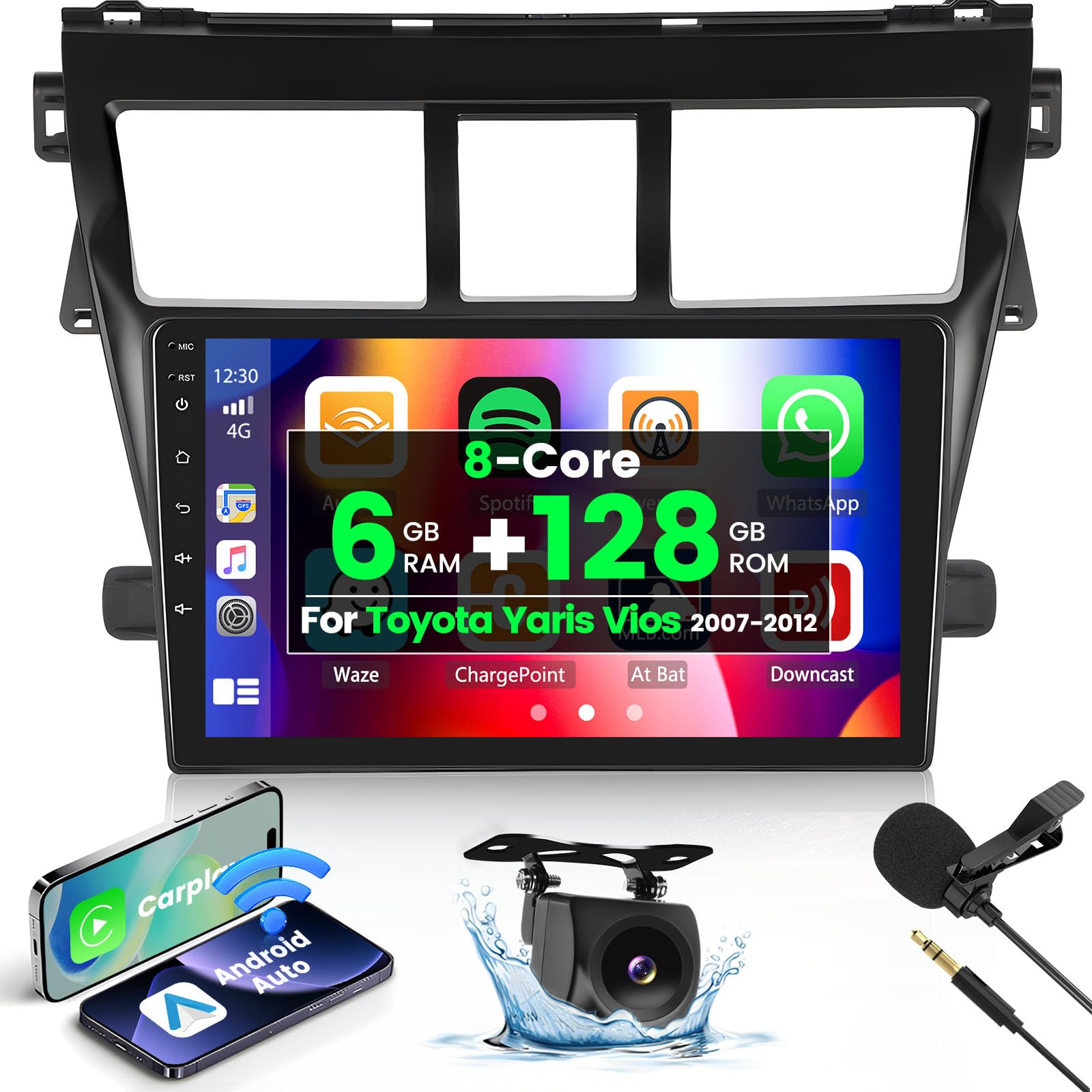 Roinvou 8-Core 6+128GB Android Car Stereo for Toyota Yaris Vios 2007-2012 | 9