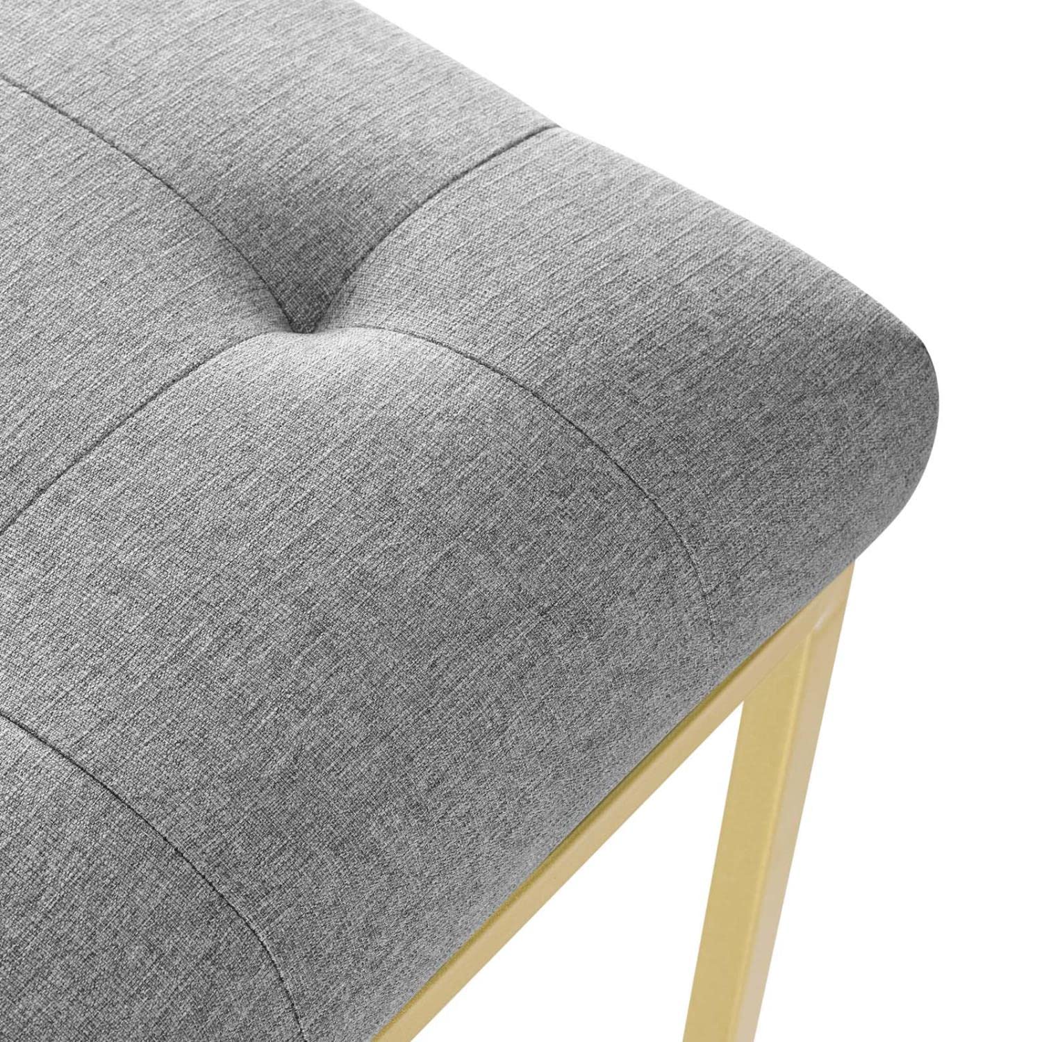 Modway Privy Upholstered Dining Chair - Stainless Steel Frame with Gold Finish & Light Gray Fabric - Perfect for Modern Dining Room, Kitchen or Office Setting