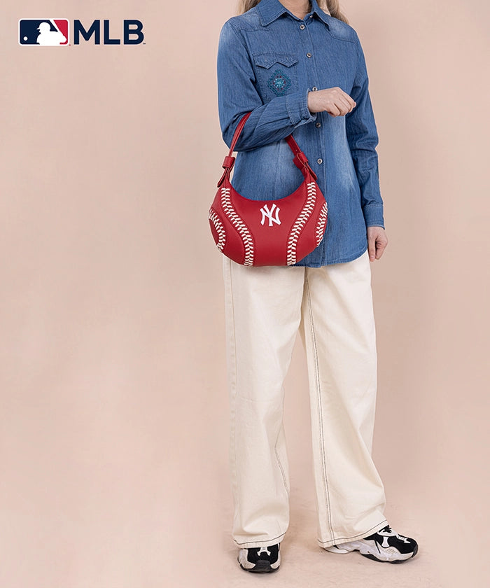 MLB New York Yankees Hobo Bag for Women - Stylish Crossbody Shoulder Purse - Perfect for Baseball Games, Travel & Everyday Use
