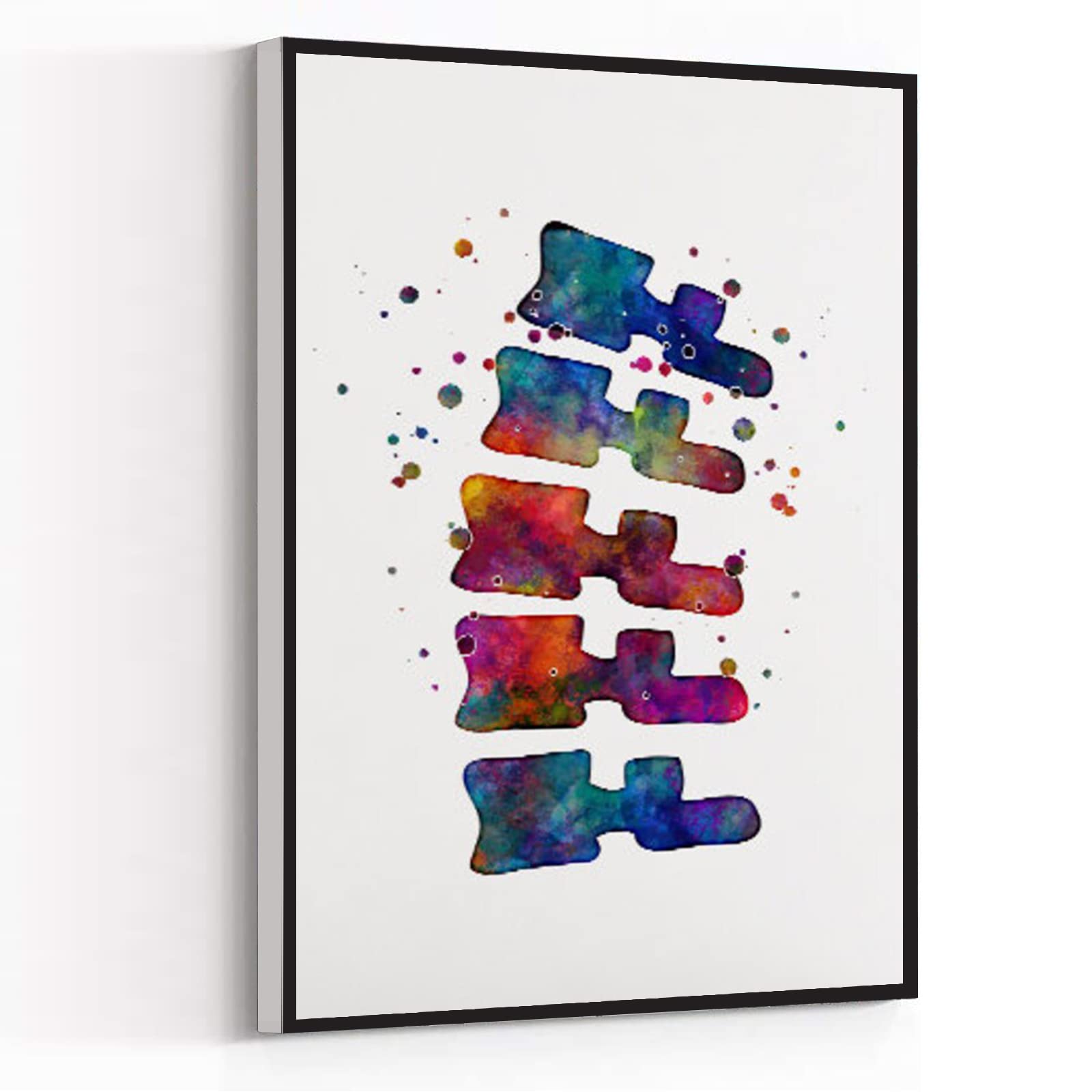 Vertebrae Spine Print Watercolor Wall Art - 8x12 Inch Framed Modern Canvas - Perfect for Chiropractic Clinics, Physical Therapist Gifts, Living Room & Office Decor - Ideal for Men's Spaces & Healthcare Professional Appreciation