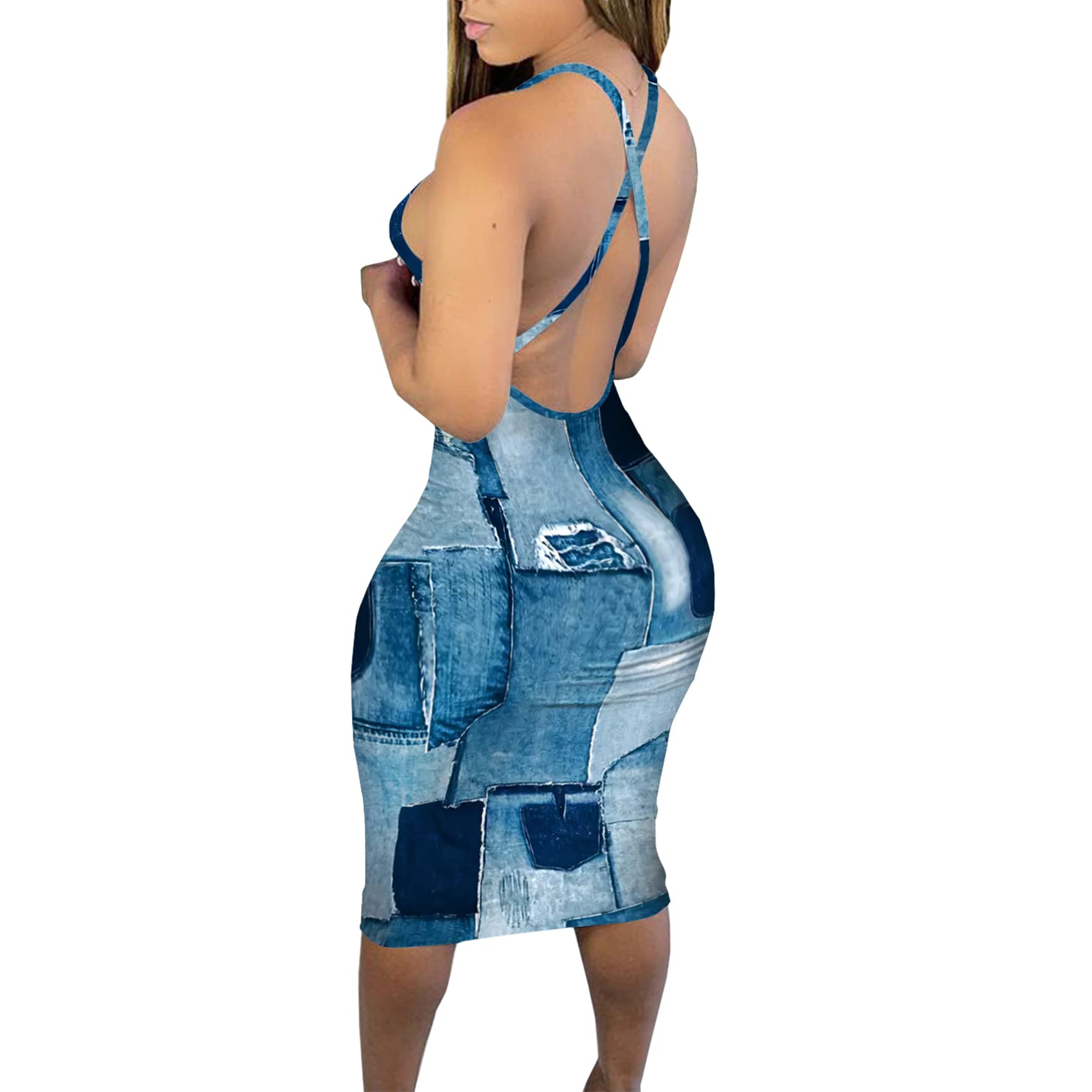 CYSEXY Women's Sexy Tie-Dye Bodycon Dress - Sleeveless Tank Club Party Midi Dress for Summer | Perfect for Night Out, Beach Vacations & Date Nights