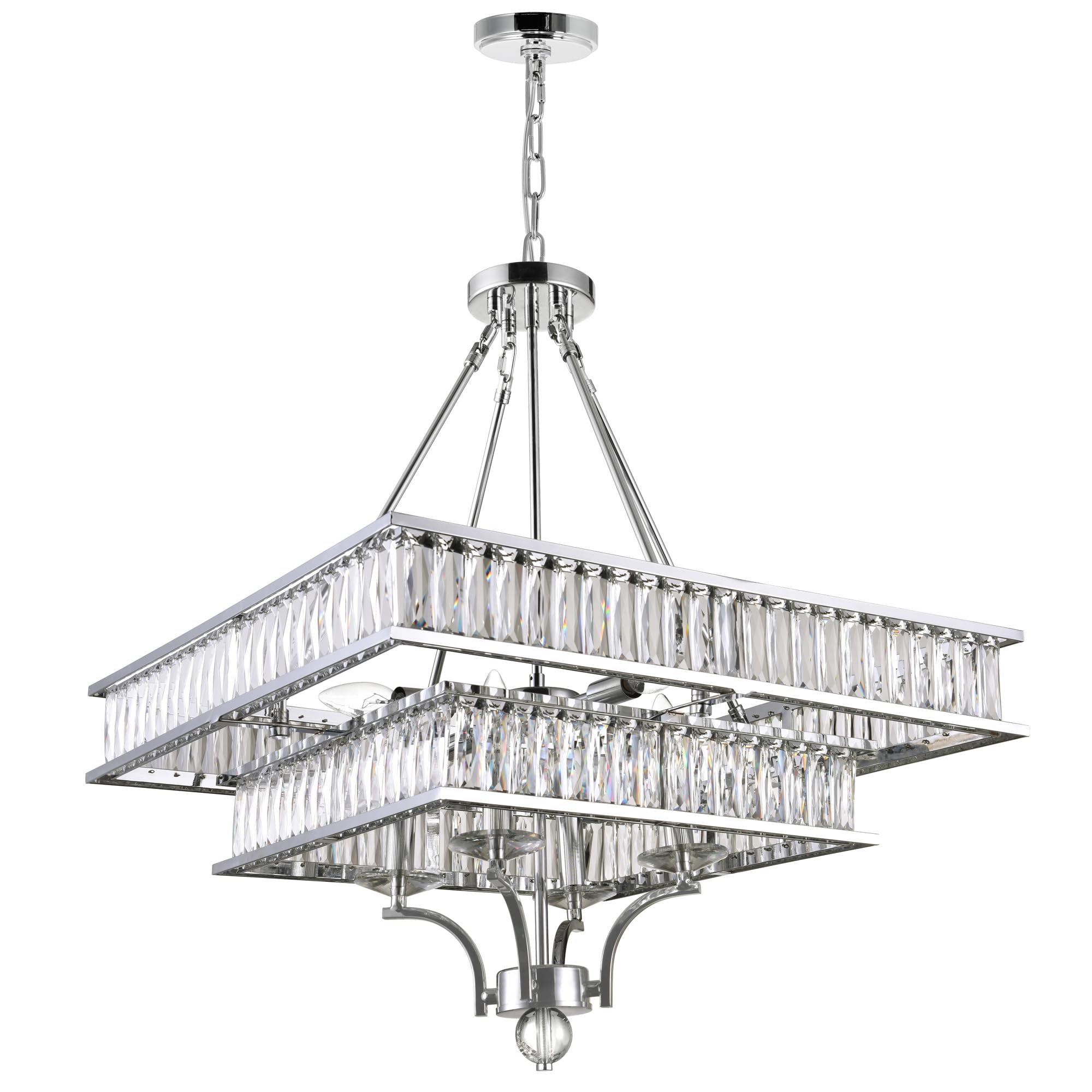 Shalia 8-Light Modern Chrome Chandelier - Elegant Dining Room & Bedroom Ceiling Light Fixture for Home Decor