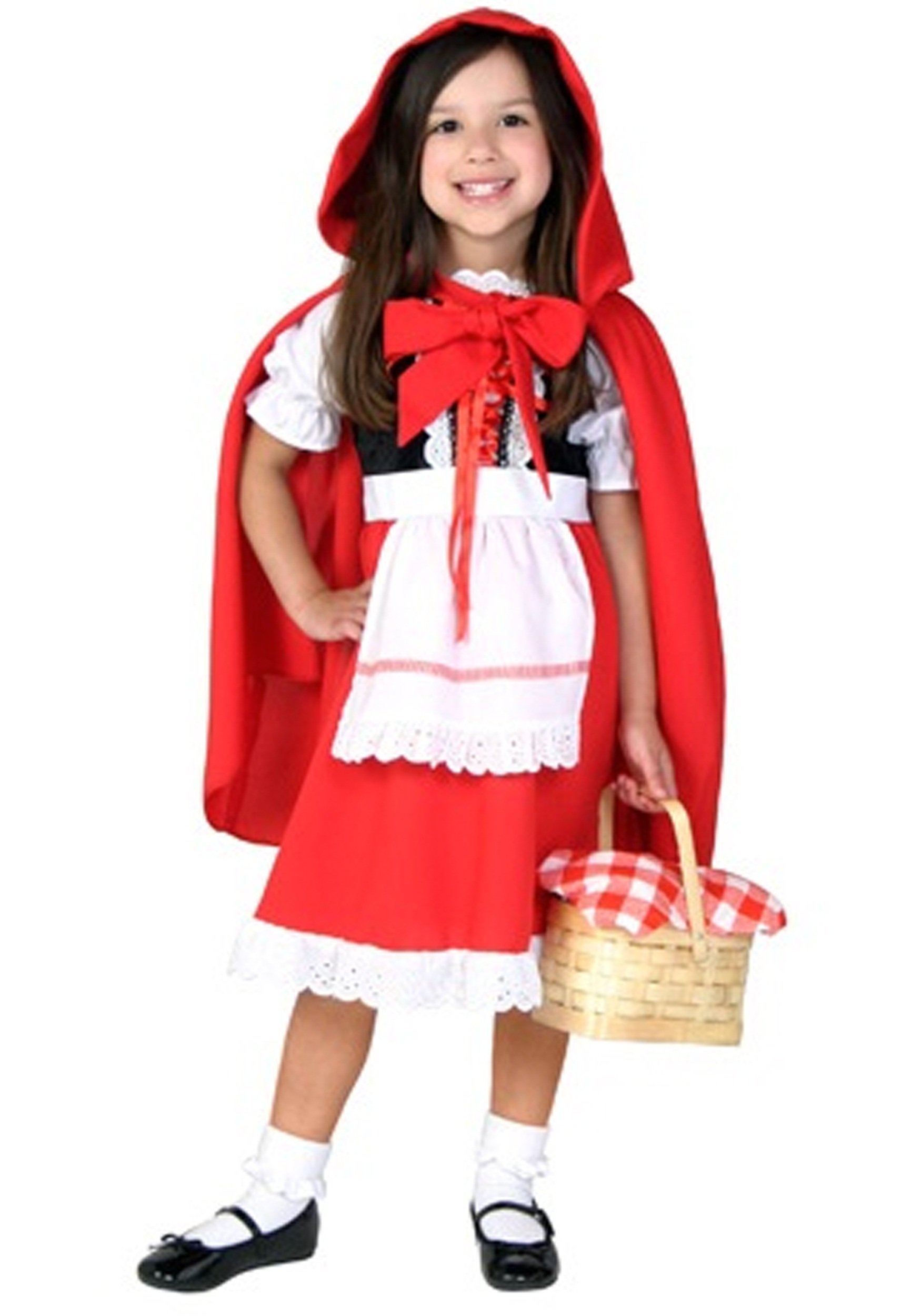 Little Red Riding Hood Costume for Toddlers - Fairytale Dress with Vest, Apron, Hooded Cape & Necktie - Perfect for Halloween, Dress-Up & Storybook Themed Parties