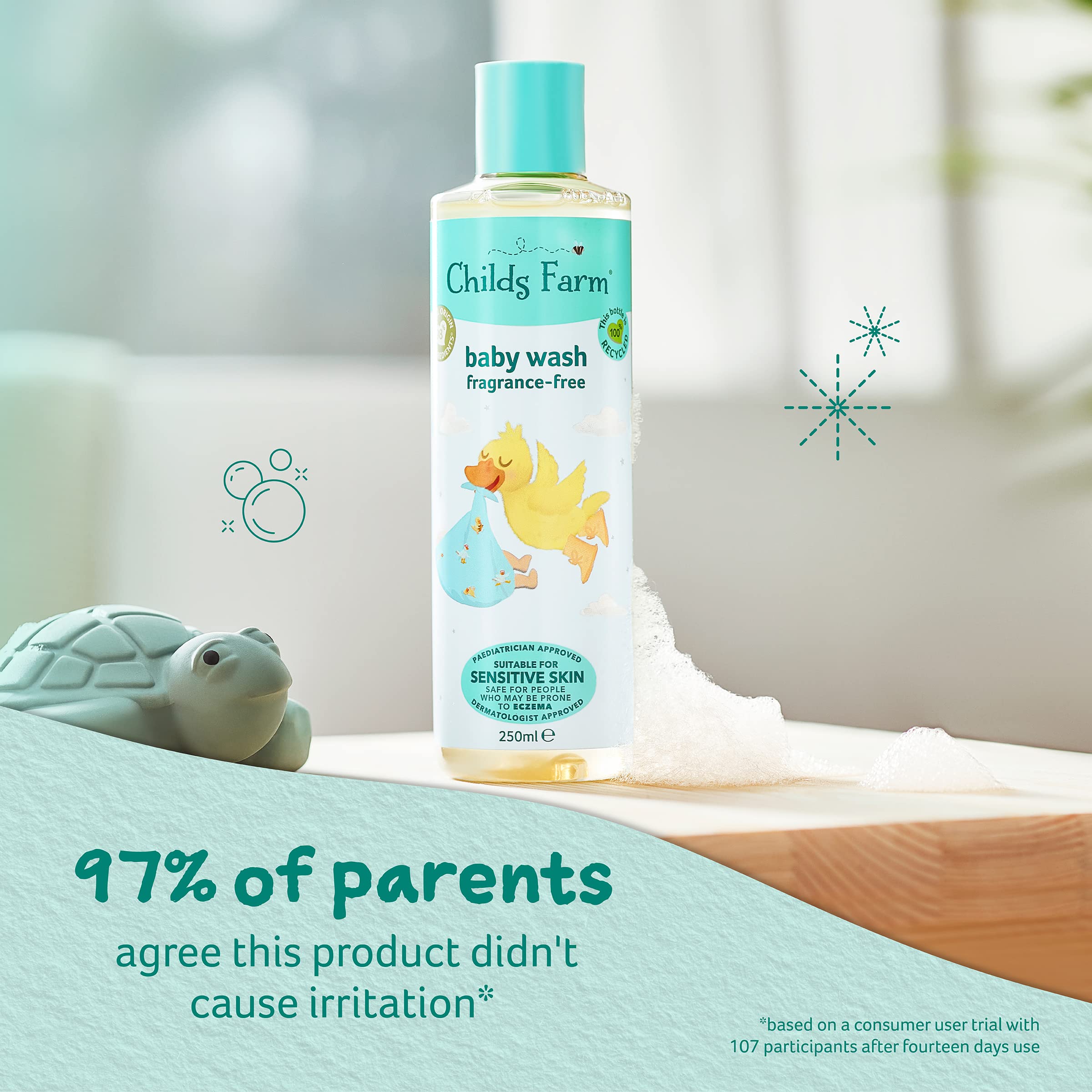 Childs Farm Fragrance-Free Baby Body Wash for Newborns - Gentle Cleansing for Dry, Sensitive & Eczema-Prone Skin, 250ml - Perfect for Daily Bath Time & Sensitive Skin Care