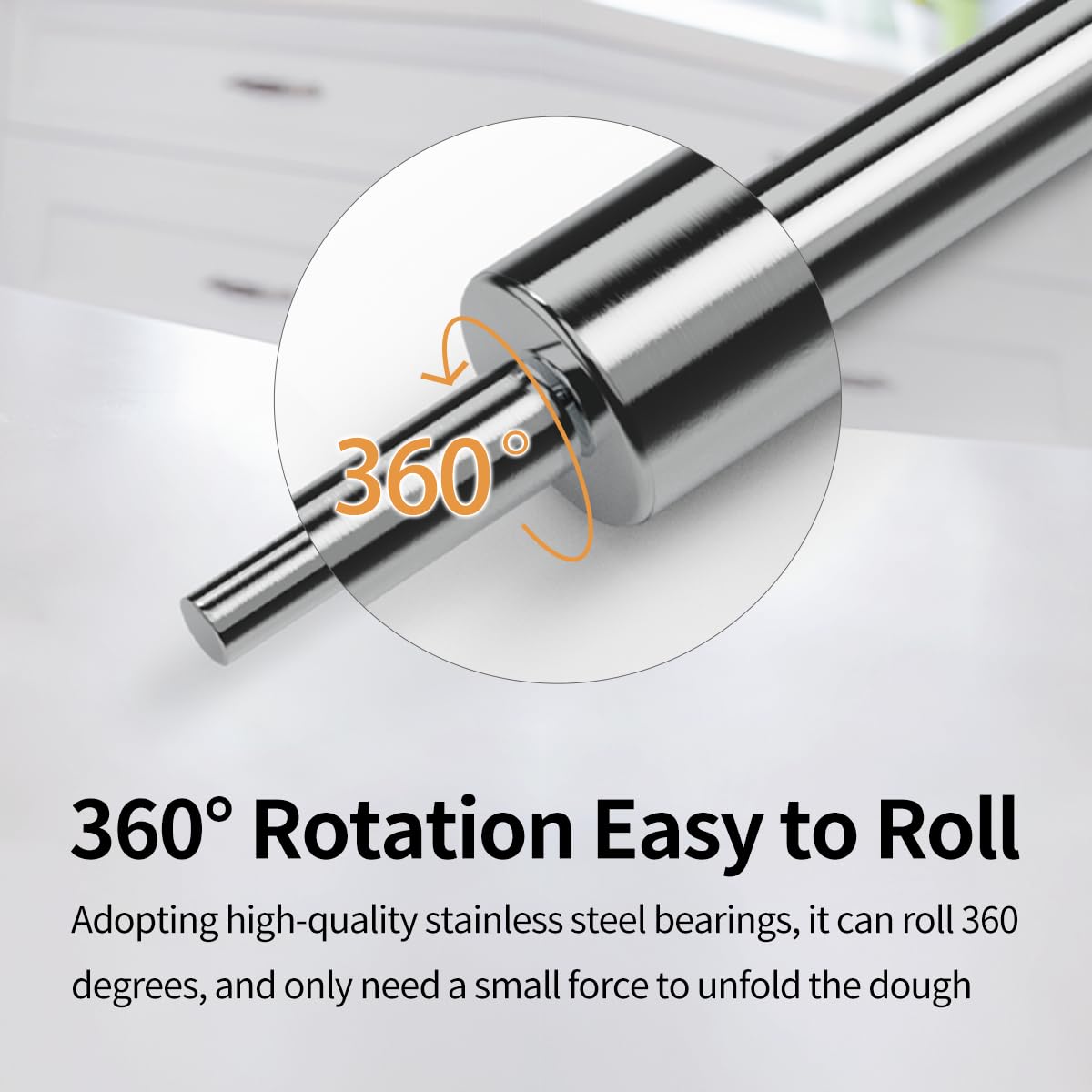17 Inch Stainless Steel Rolling Pin for Baking - 304 Grade Pizza Dough Roller, Cookie & Pie Crust Maker - Heavy Duty Kitchen Utensil for Smooth Dough, Pastry & Construction Projects