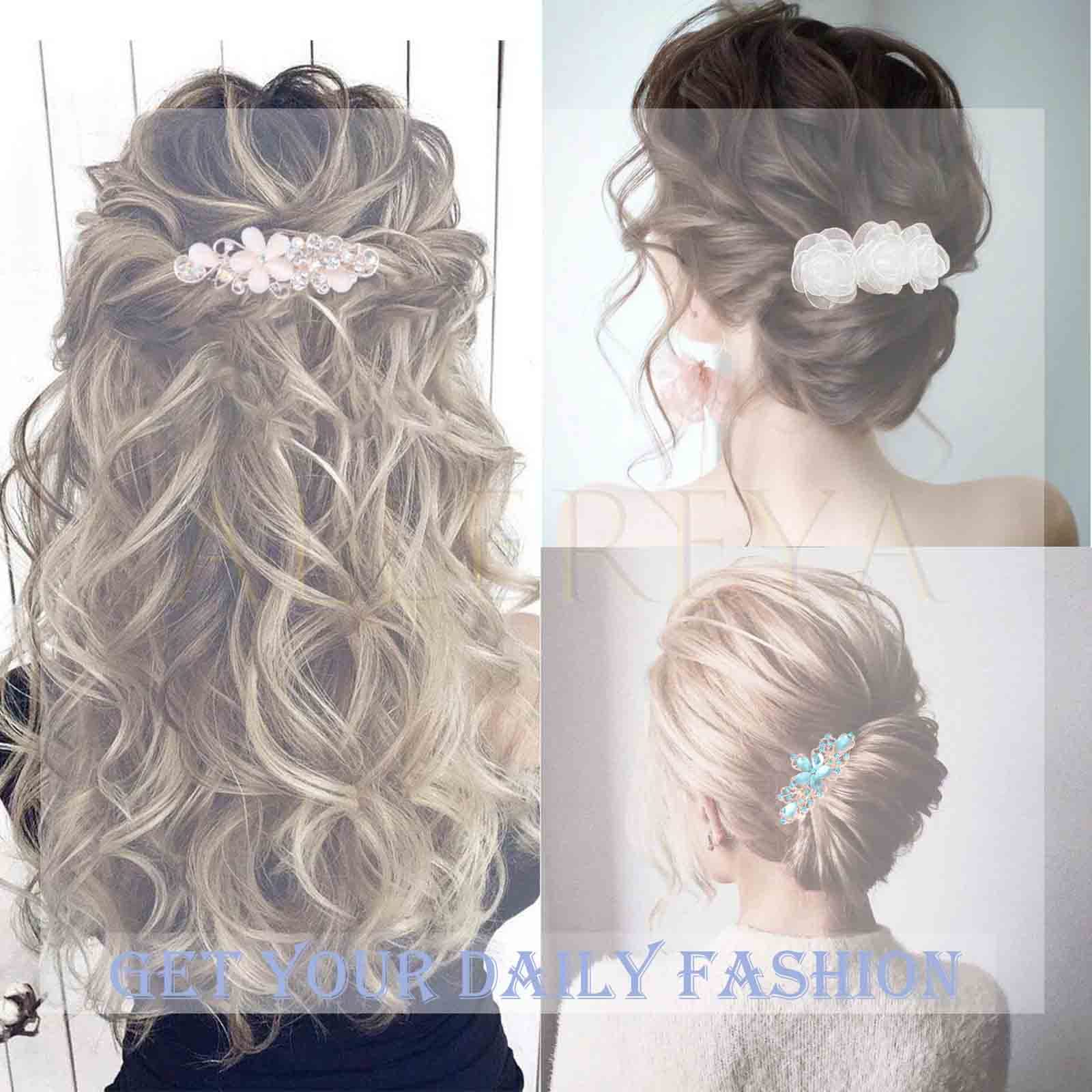 Allereya White Flower Hair Clip Barrette - Elegant Floral Hairpin for Women & Girls, Wedding Bridal Hair Accessories, Ponytail Holder, Perfect Gift for Special Occasions - Great for Weddings, Parties, and Everyday Wear
