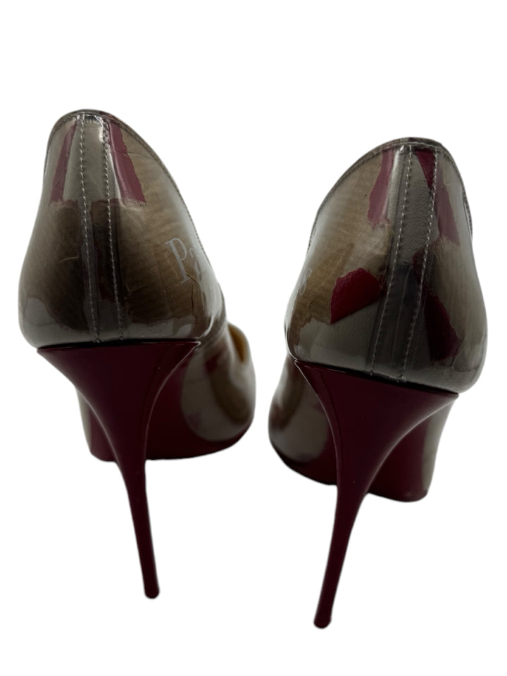 Christian Louboutin Tan Graphic Print D'Orsay Pumps Size 36 (US 6) - Women's Luxury High Heels for Weddings, Parties & Special Occasions