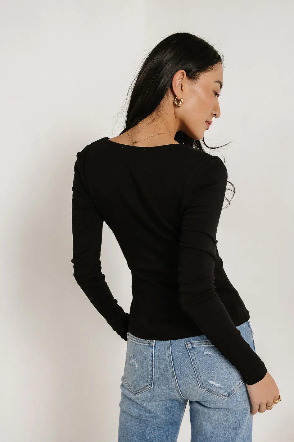 Mackenzie Ruched Black Top for Women | Elegant & Stylish Blouse | Perfect for Parties, Dates & Night Out