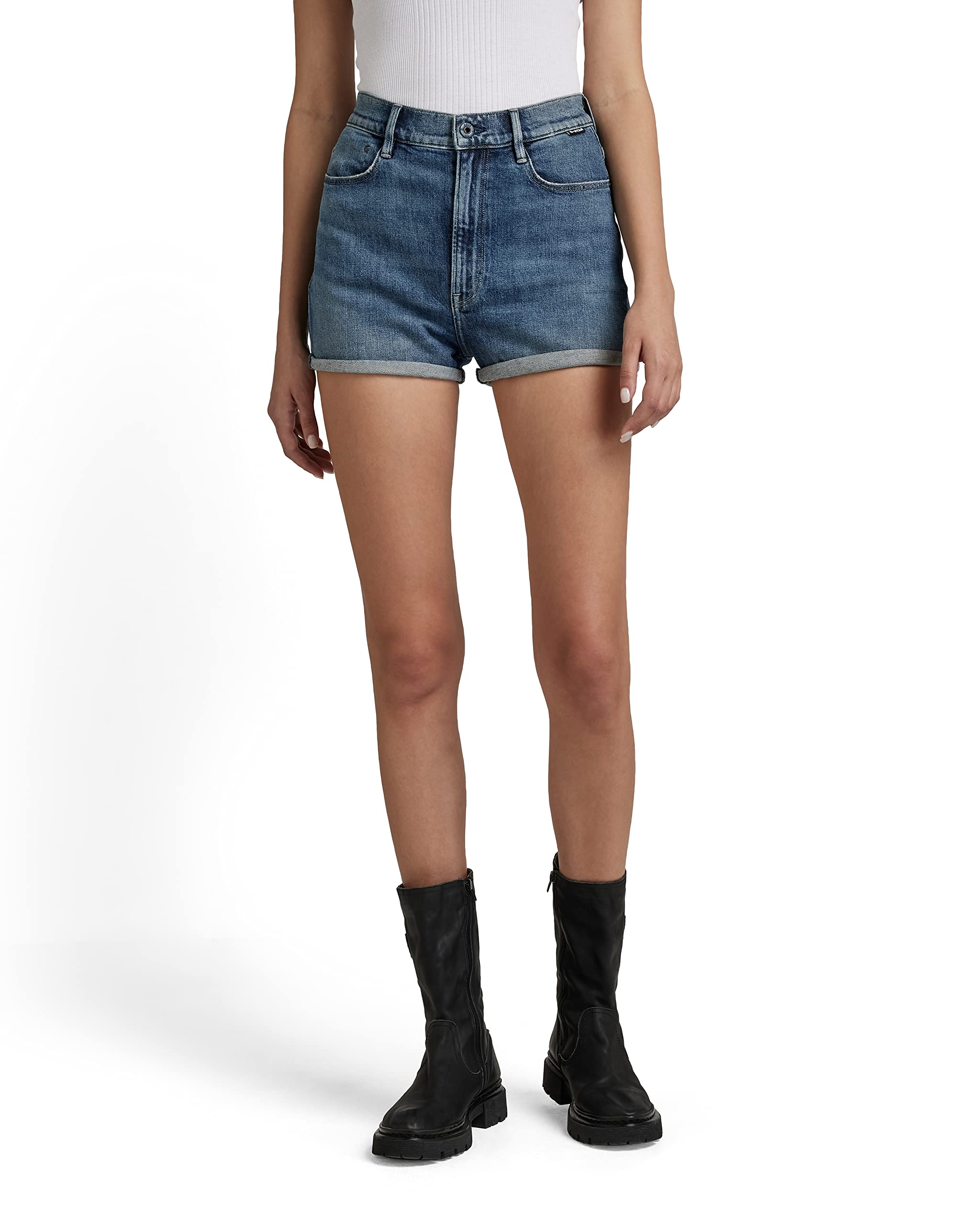 G-STAR Women's Tedie Ultra High Rise Denim Shorts - Stylish Distressed Denim Shorts for Women | Perfect for Summer Outfits, Beach Vacations & Casual Streetwear