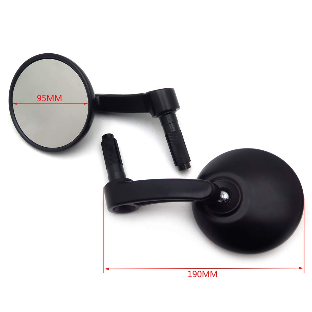 HTTMT USMT252-030-BK Adjustable Black Round Bar End Rearview Side Mirrors - 22mm Compatible with Cafe Racer Motorcycles - Perfect for Urban Commuting and Scenic Rides