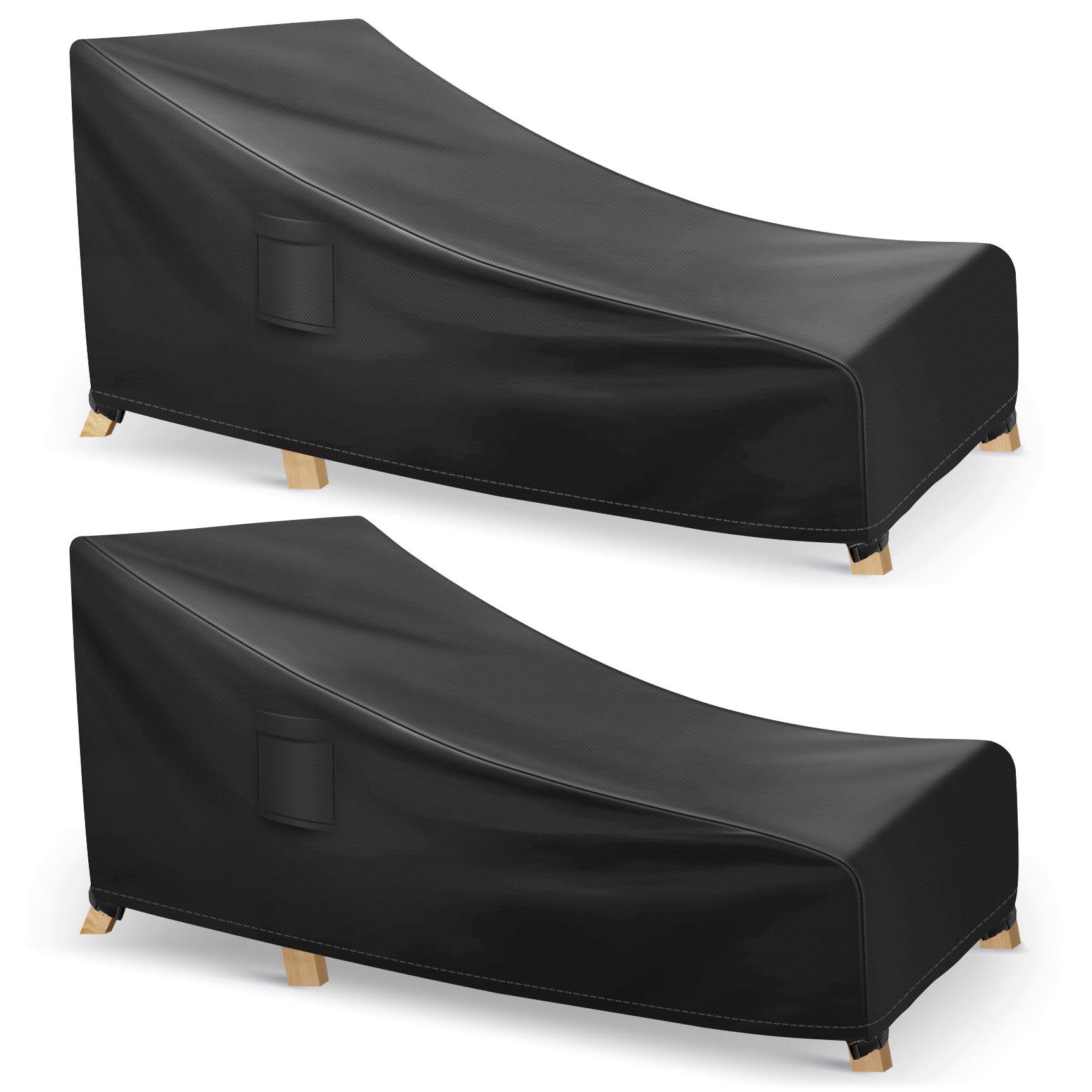 **Waterproof Outdoor Chaise Lounge Covers - Heavy Duty Patio Furniture Covers (2 Pack, Black) - Fits 78