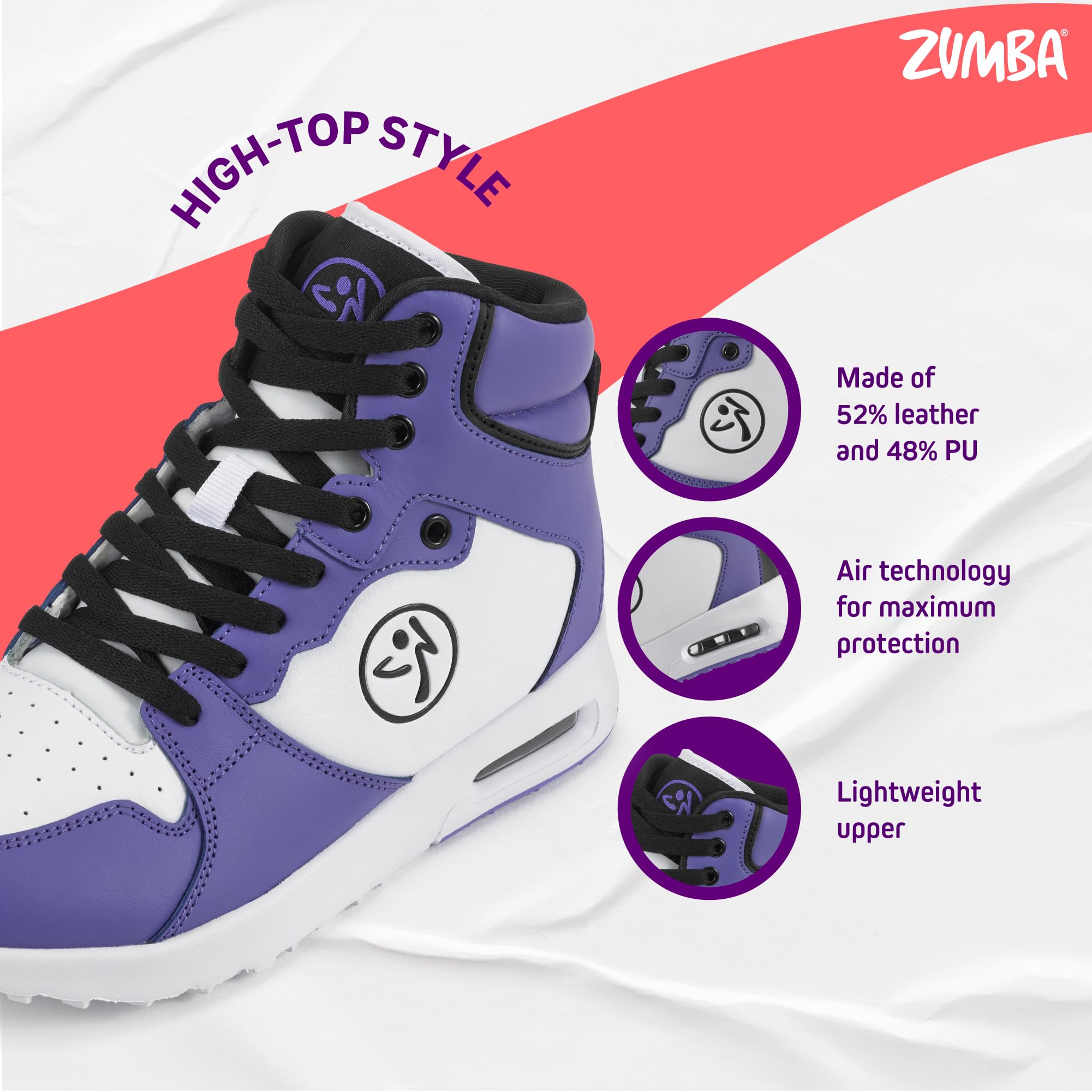 Best ZUMBA High-Top Sneakers for Women - Classic Air Dance Shoes | Comfortable & Stylish for Zumba, Jazz, Hip-Hop & Fitness Classes