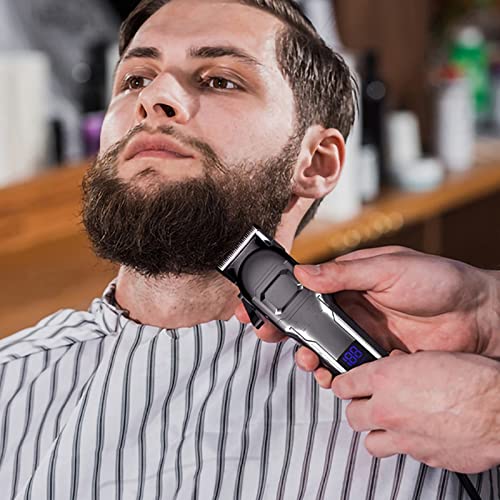 Professional Hair Clippers for Men - Cordless & Corded Rechargeable Hair Trimmer with Digital Display, Adjustable Blade, Powerful Motor - Perfect for Home Barbering, Beard Trimming & DIY Haircuts