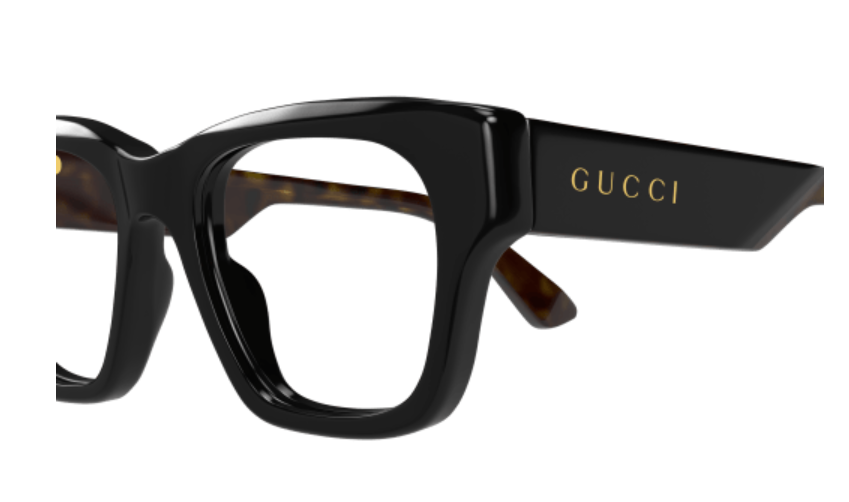 Gucci GG1669O 005 Black/Havana Square Men's Eyeglasses - Stylish Prescription Glasses for Men, Fashionable Square Frame Sunglasses - Perfect for Work, Driving & Everyday Wear