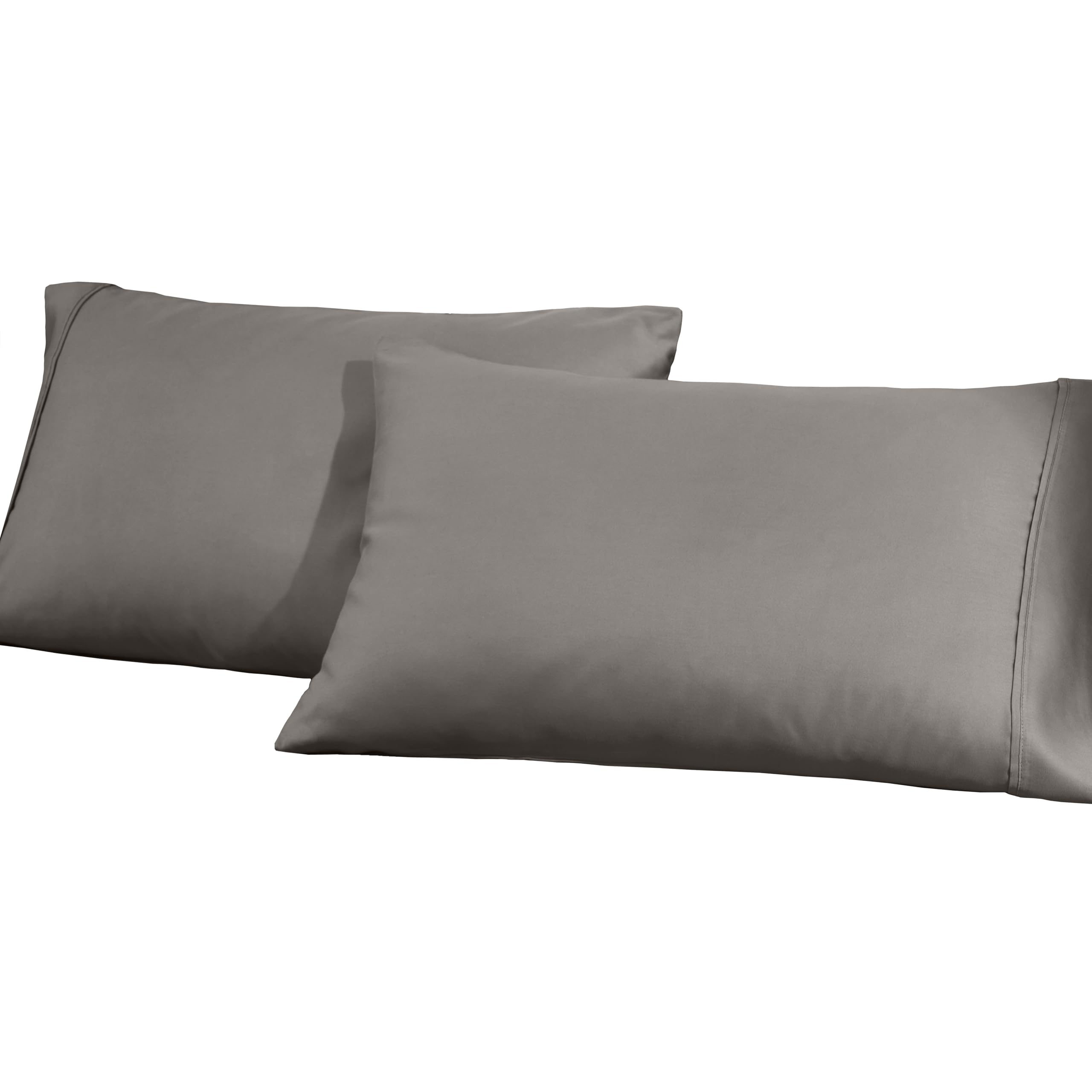 Premium Cotton-Blend 2-Piece Solid Pillowcase Set - Standard Size (20x26 inches), Soft Grey - Perfect for Bedroom, Guest Room & Hotel Use