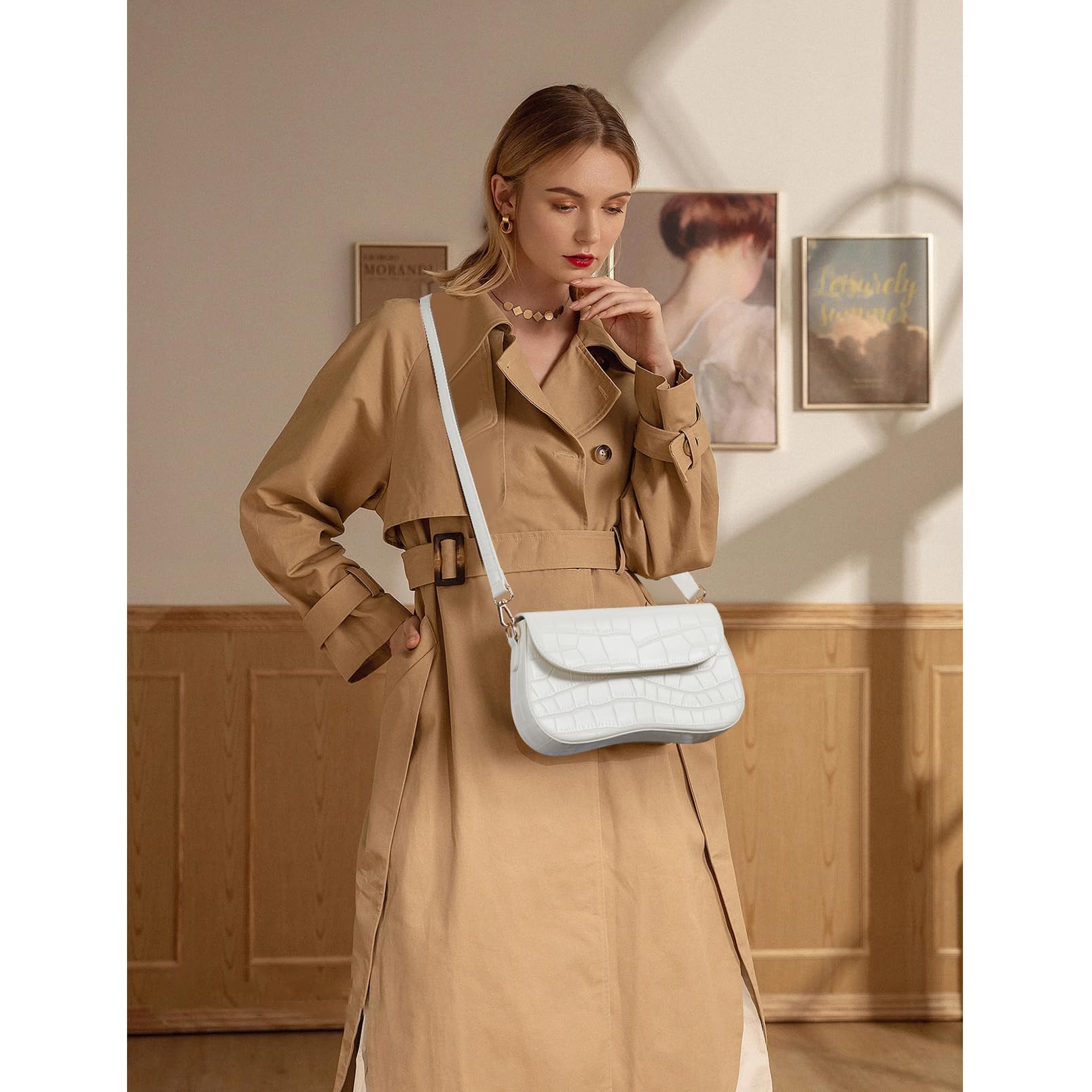 Telena Vegan Leather Shoulder Bag for Women - Crossbody Purse with 2 Removable Straps | Stylish & Functional Handbag for Work, Travel & Everyday Use