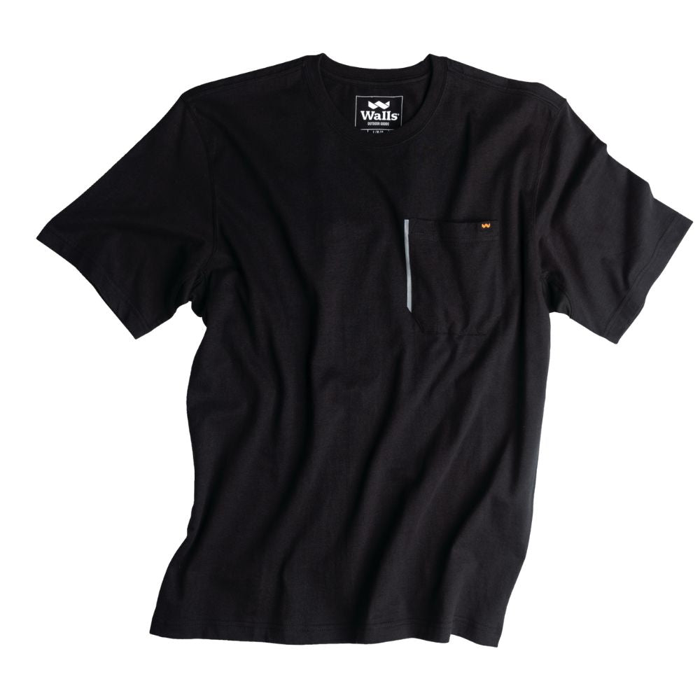 Walls Men's Grit Heavyweight Short Sleeve Work Shirt - Durable Cotton Workwear for Construction & Outdoor Jobs - Black