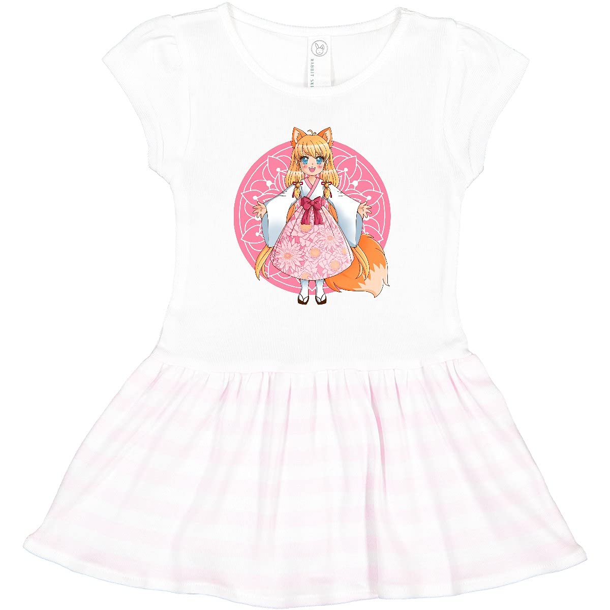 Inktastic Fox Chibi Anime Girl Toddler Dress - Cute Kawaii Cartoon Animal Print Kids Outfit for Birthday Party & Cosplay