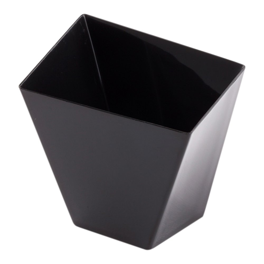 Restaurantware 2 oz Disposable Dessert Cups - 100-Pack Mini Black Plastic Serving Dishes for Parties, Weddings & Catering | Eco-Friendly & Durable for Drinks, Desserts & Food Samples | Perfect for Buffets, Cocktail Receptions & Event Catering
