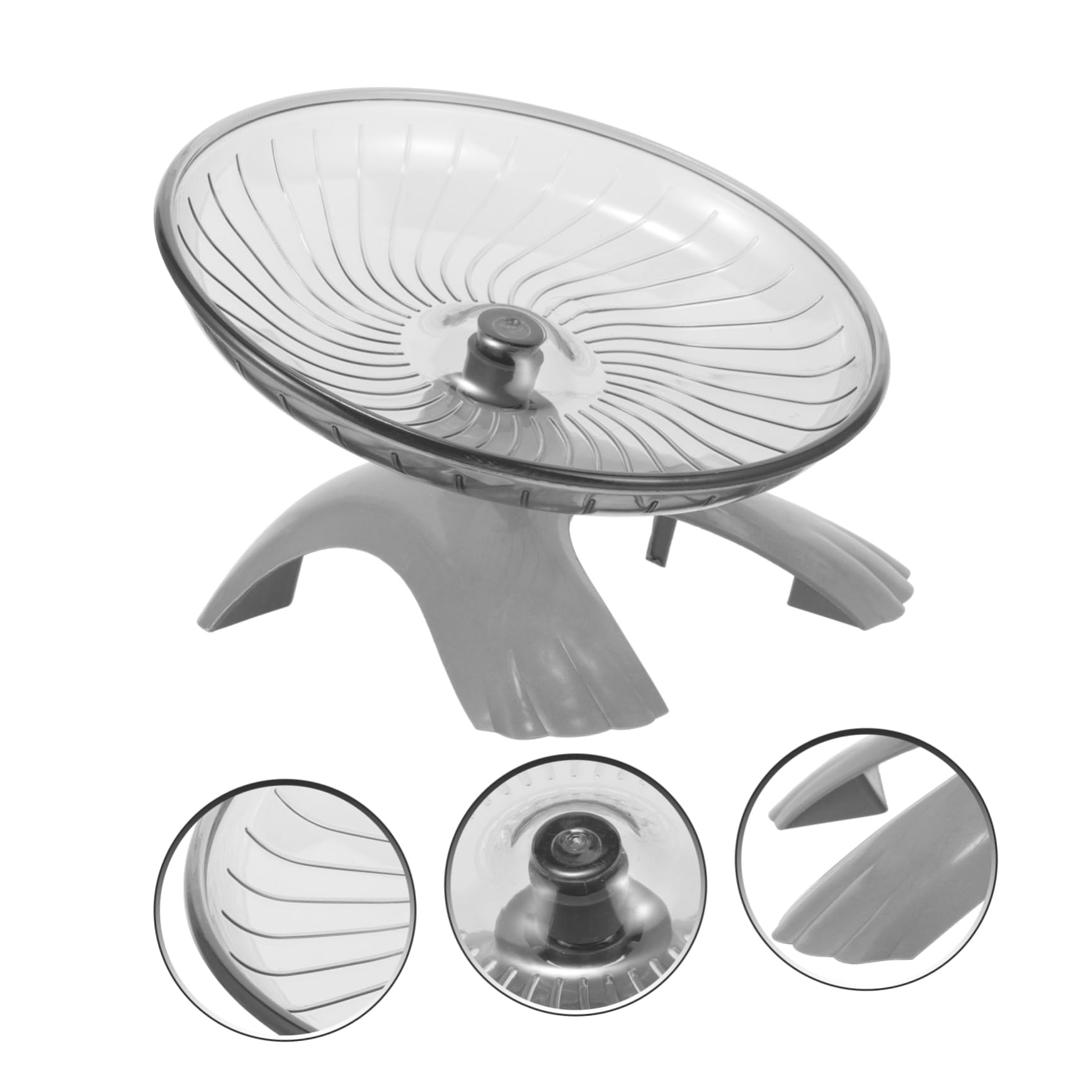Silent Hamster Exercise Wheel - Noiseless Running Wheel for Gerbils, Rats, Hedgehogs & Small Pets - Grey Flying Saucer Design - Perfect for Cage Fitness & Nighttime Playtime