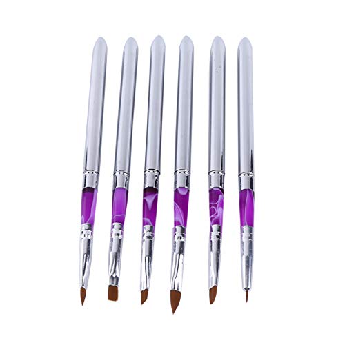 6Pcs Nail Art Brush Set - Painting Pen Brush, Liner Brush, UV Builder & 3D Detailing Tools for Professional Nail Design & DIY Manicure at Home or Salon