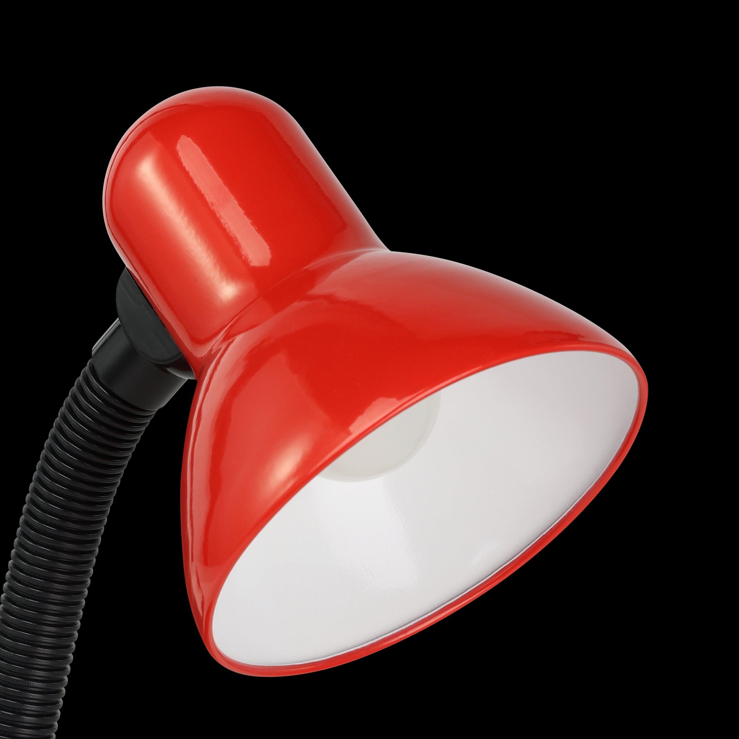 Eglo Basic Adjustable Red Metal Desk Lamp - Modern Study Light for Home Office, Reading & Workspace - Dimmable LED Task Lighting for Students & Professionals