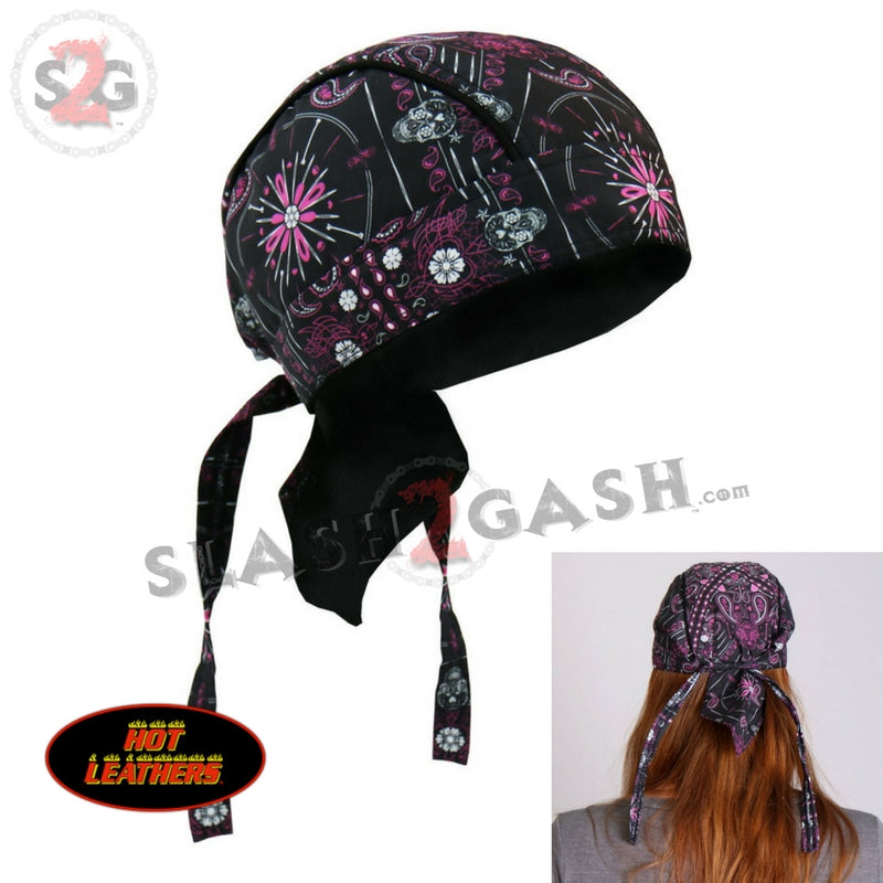 Premium Day of the Dead Headwrap – Paisley Sugar Skull Du Rag for Men & Women | Stylish Bandana for Bikers, Motorcycle Riders & Festival Goers | Perfect for Halloween, Dia de los Muertos & Themed Parties